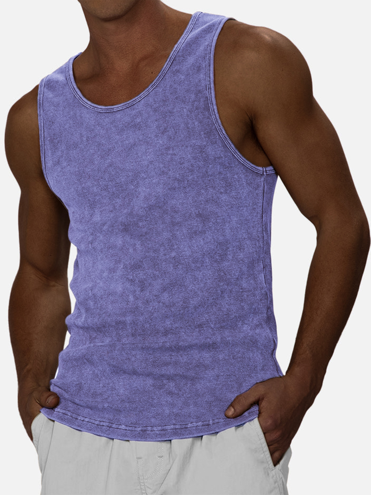 Men's Distressed Retro Casual Pullover Sleeveless T-Shirt Vest