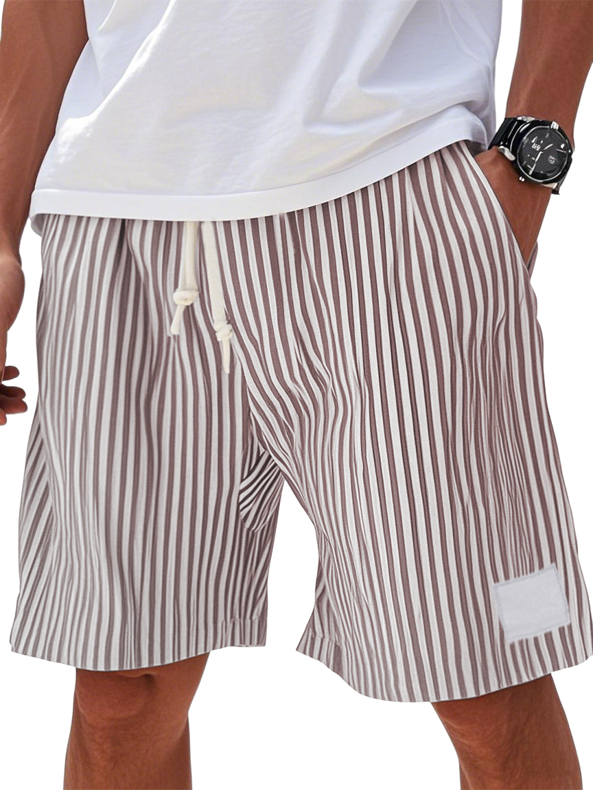 Mens Summer Stripe Logo Pocket Beach Casual Shorts