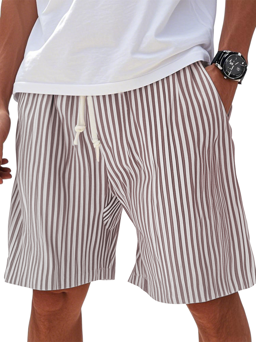 Mens Summer Stripe Pocket Beach Casual Shorts