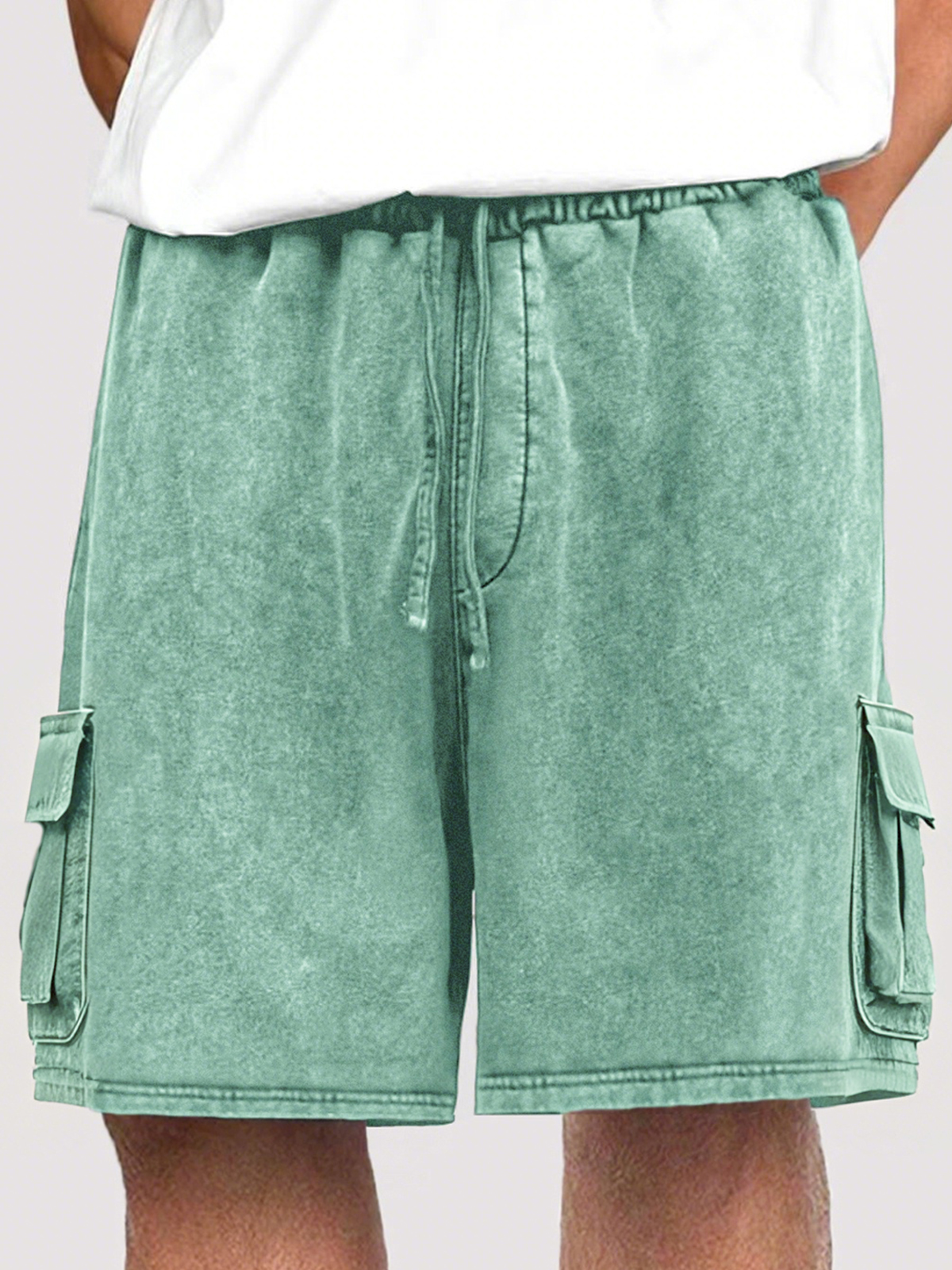Men's Dyed Stylish Cargo Shorts With Lace-up And Multiple Pockets Stretch Shorts