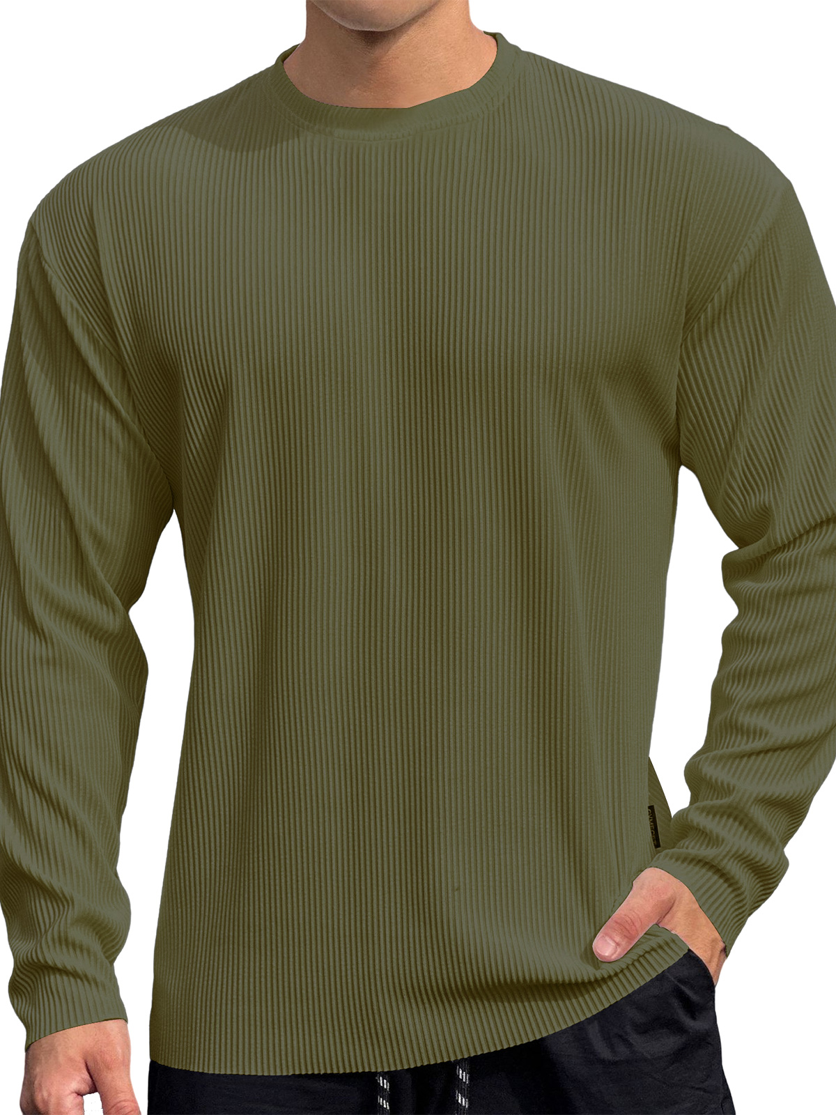 Men's Casual Round Neck Striped Loose Large Size T-Shirt