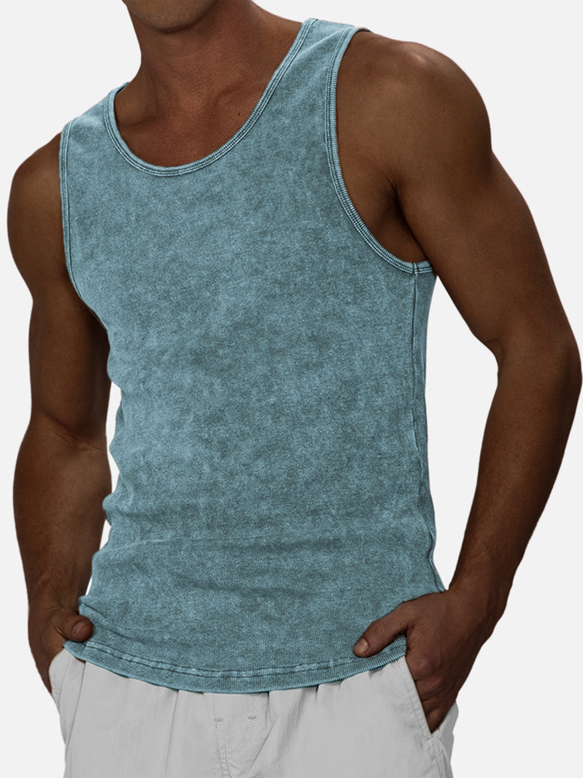 Men's Distressed Retro Casual Pullover Sleeveless T-Shirt Vest