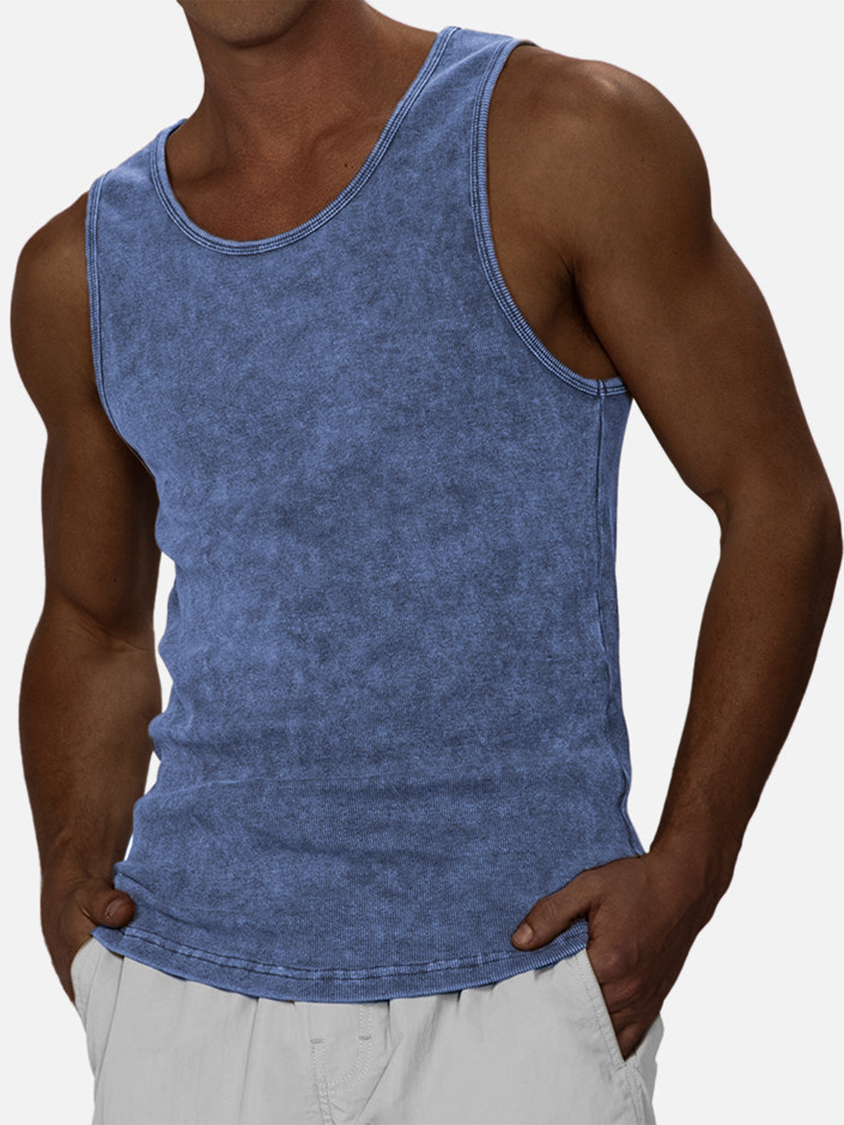 Men's Distressed Retro Casual Pullover Sleeveless T-Shirt Vest