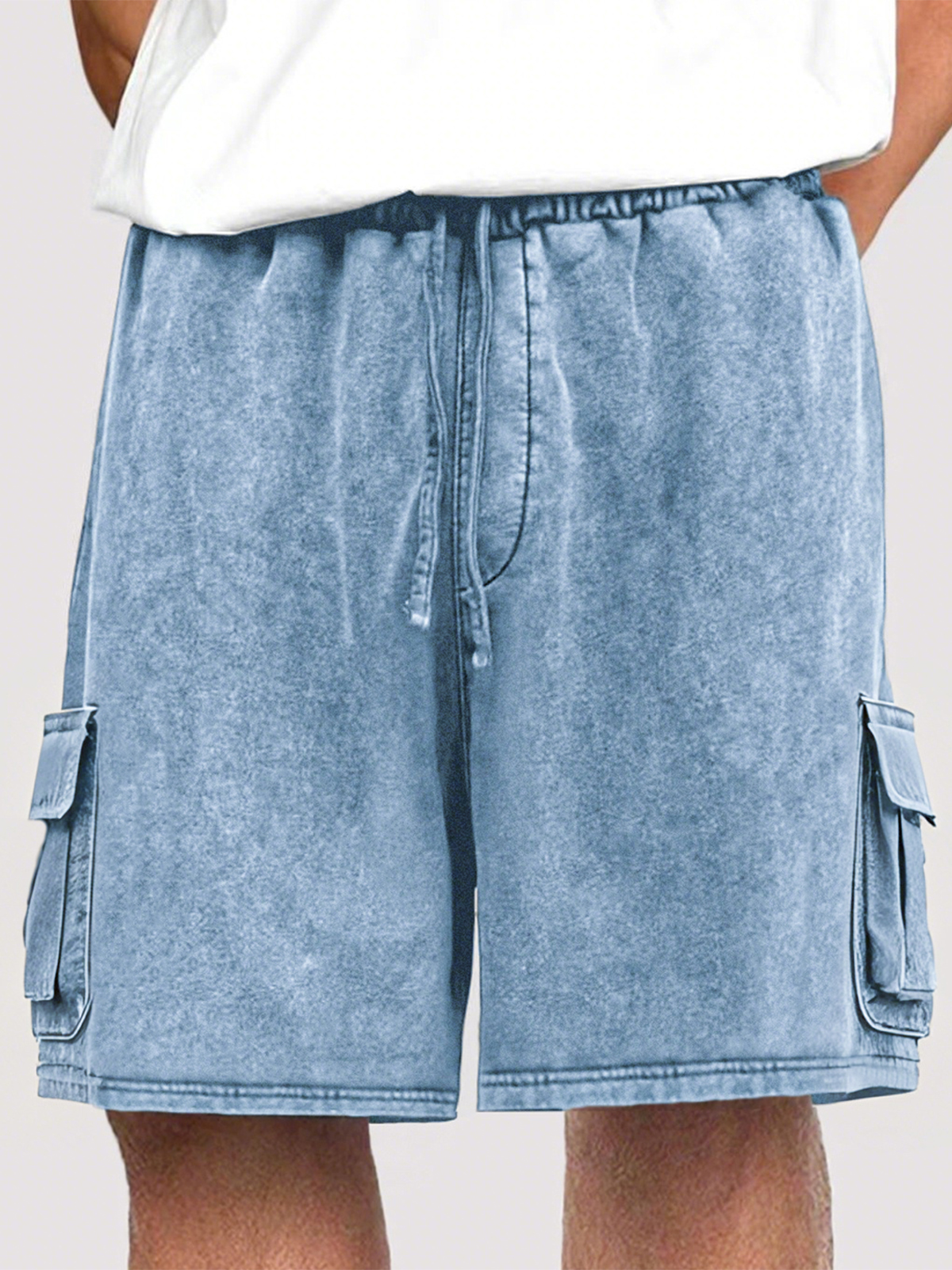 Men's Dyed Stylish Cargo Shorts With Lace-up And Multiple Pockets Stretch Shorts