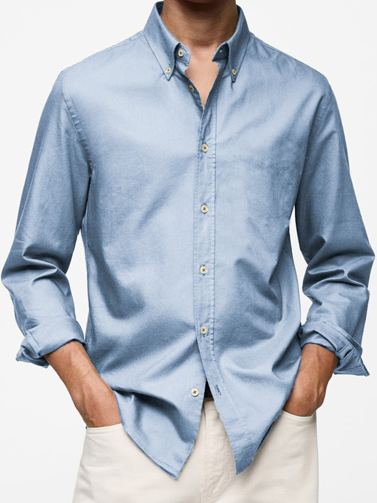 Men's Vintage Cotton Basic Casual Long Sleeve Everyday Lapel Button Shirt