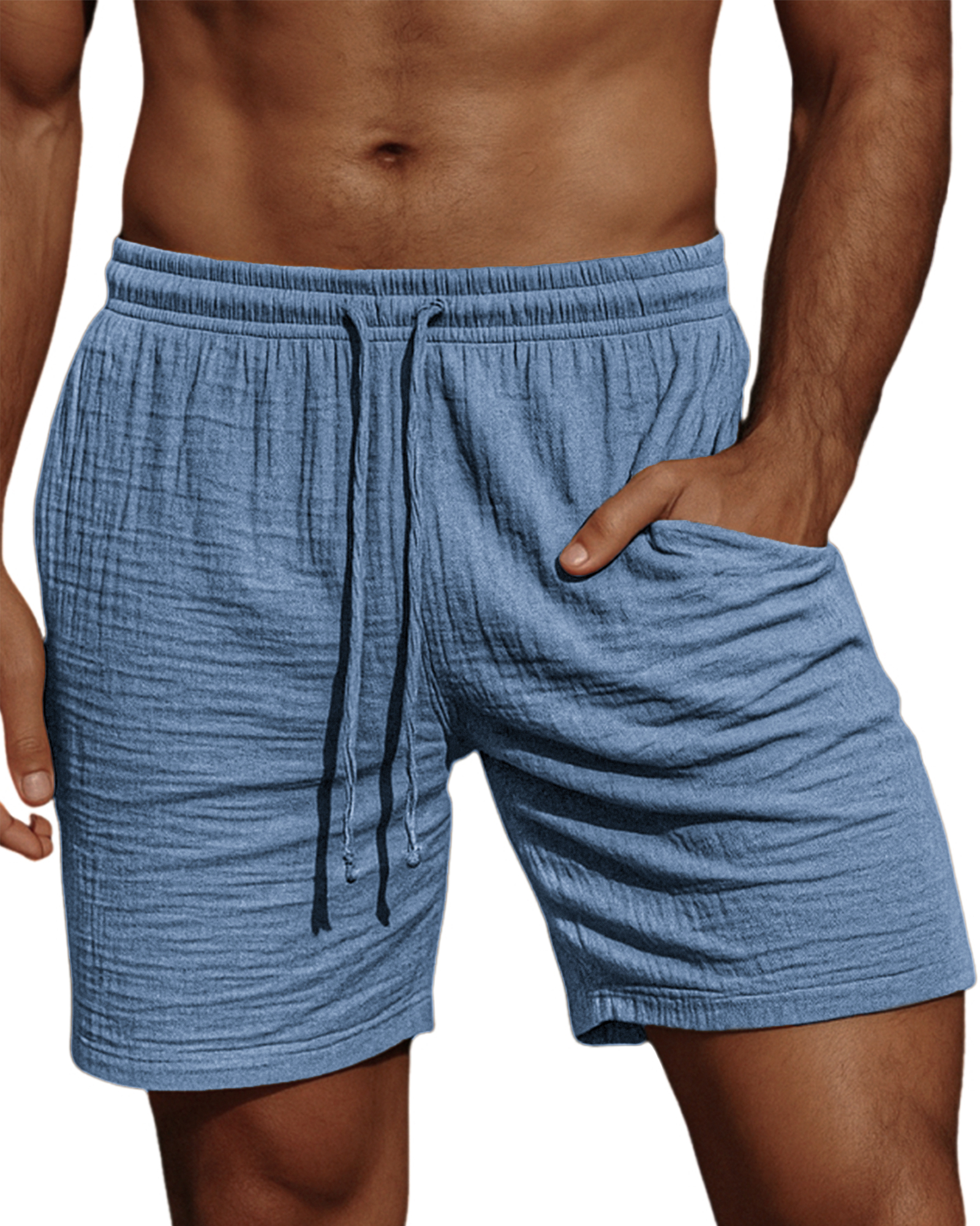 Men's Comfortable Crepe Texture Resort Casual Lace-Up Shorts