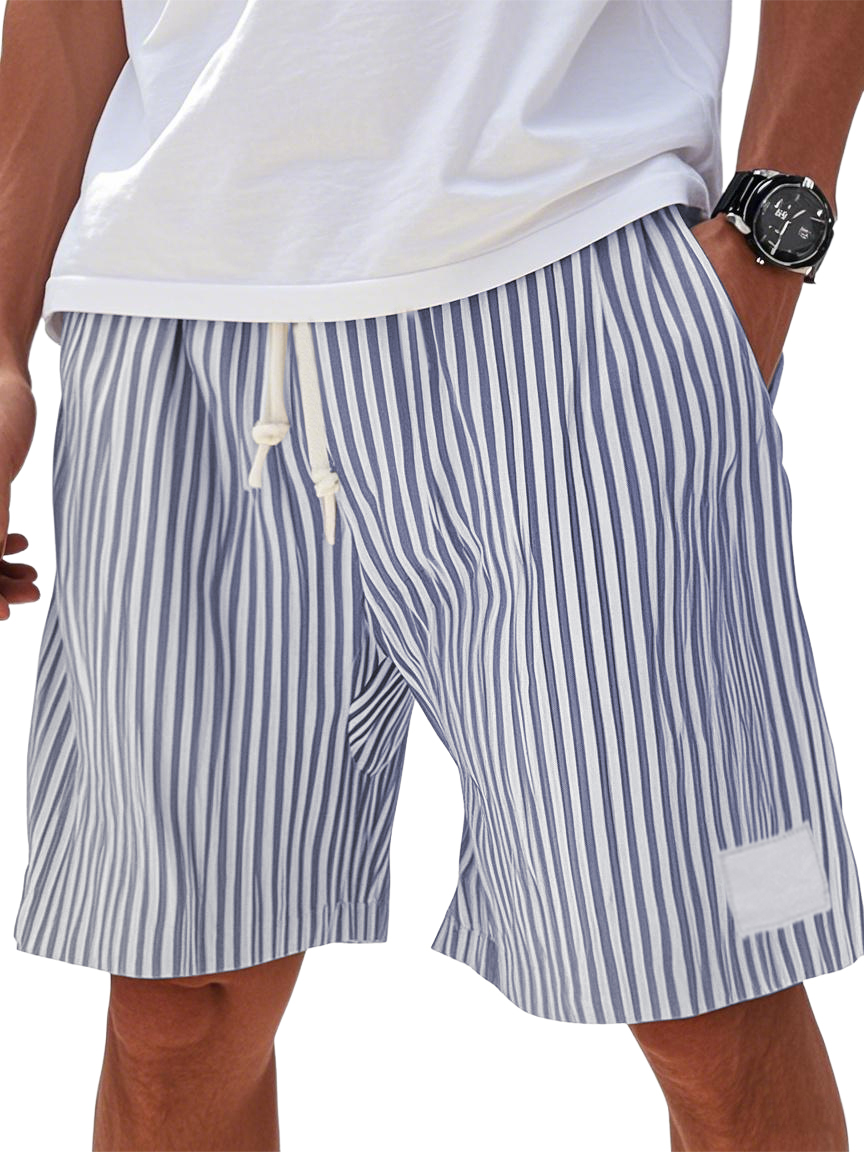 Mens Summer Stripe Logo Pocket Beach Casual Shorts