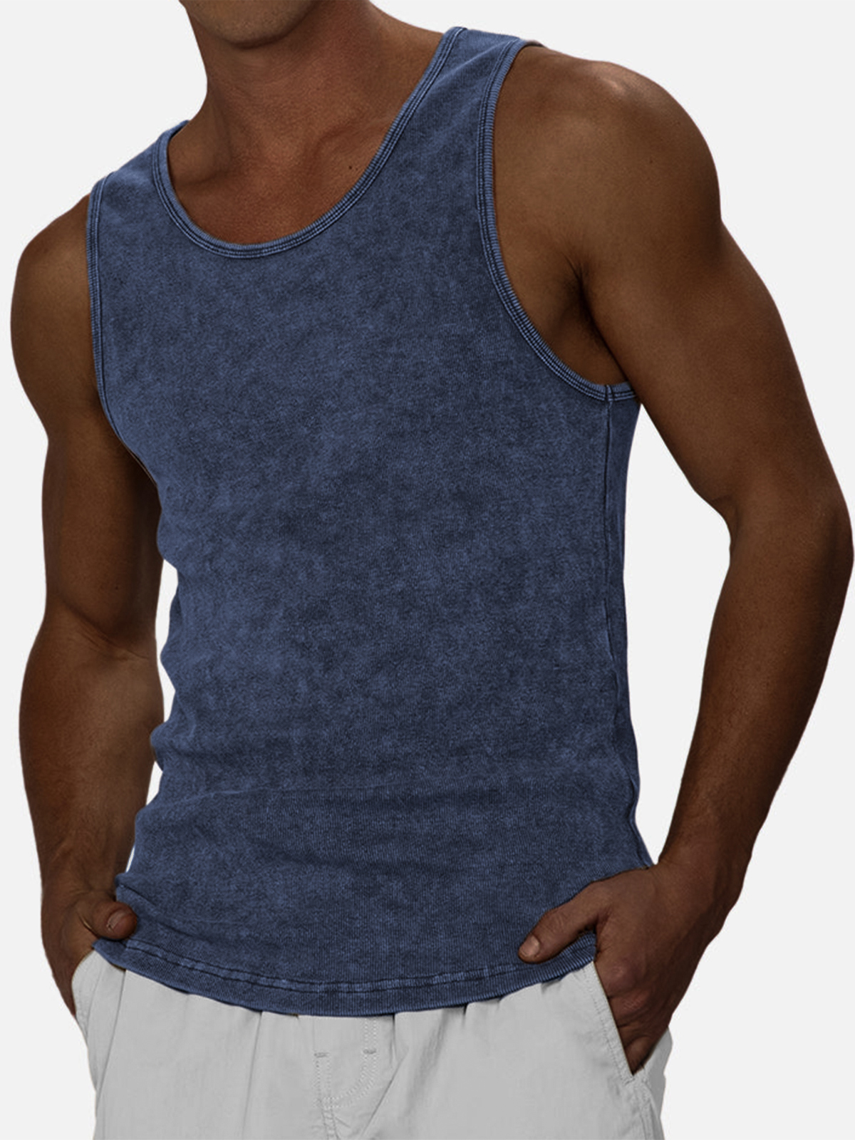 Men's Distressed Retro Casual Pullover Sleeveless T-Shirt Vest