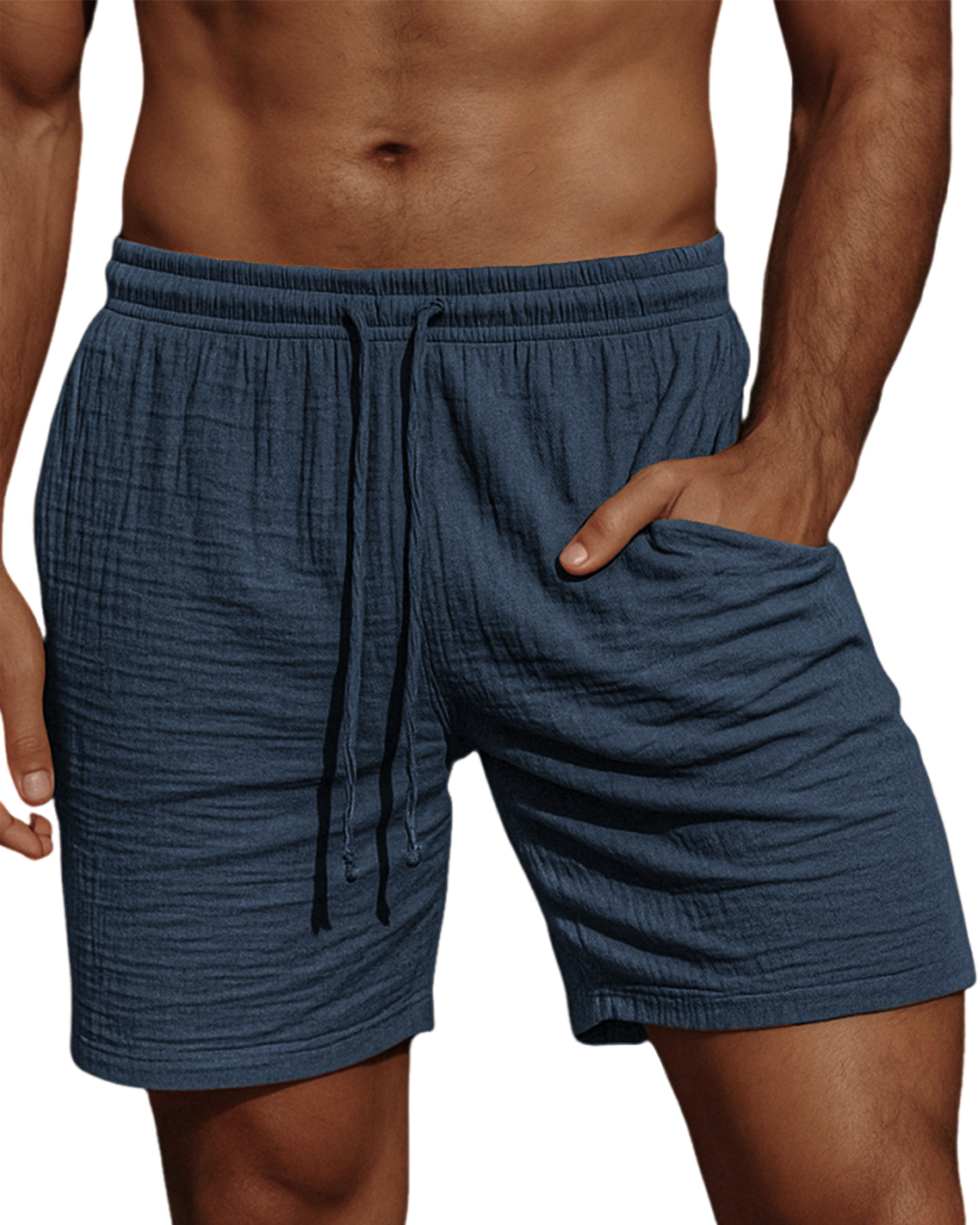 Men's Comfortable Crepe Texture Resort Casual Lace-Up Shorts