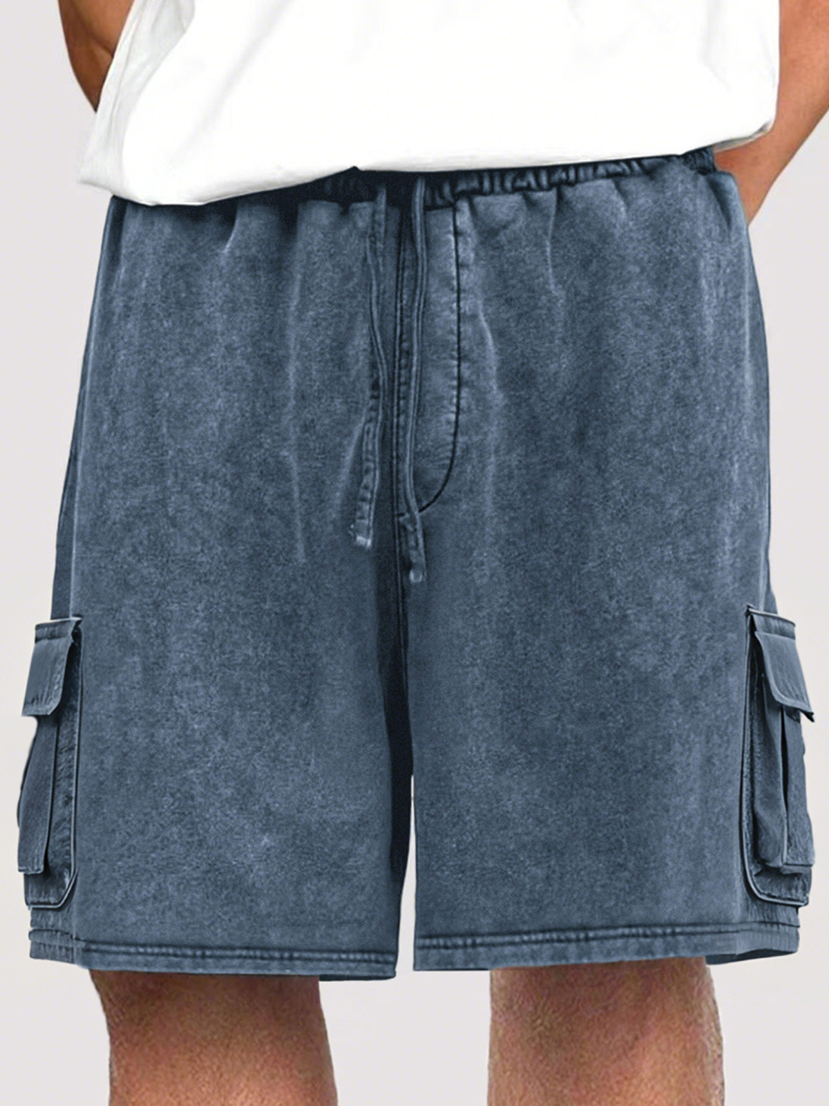Men's Dyed Stylish Cargo Shorts With Lace-up And Multiple Pockets Stretch Shorts