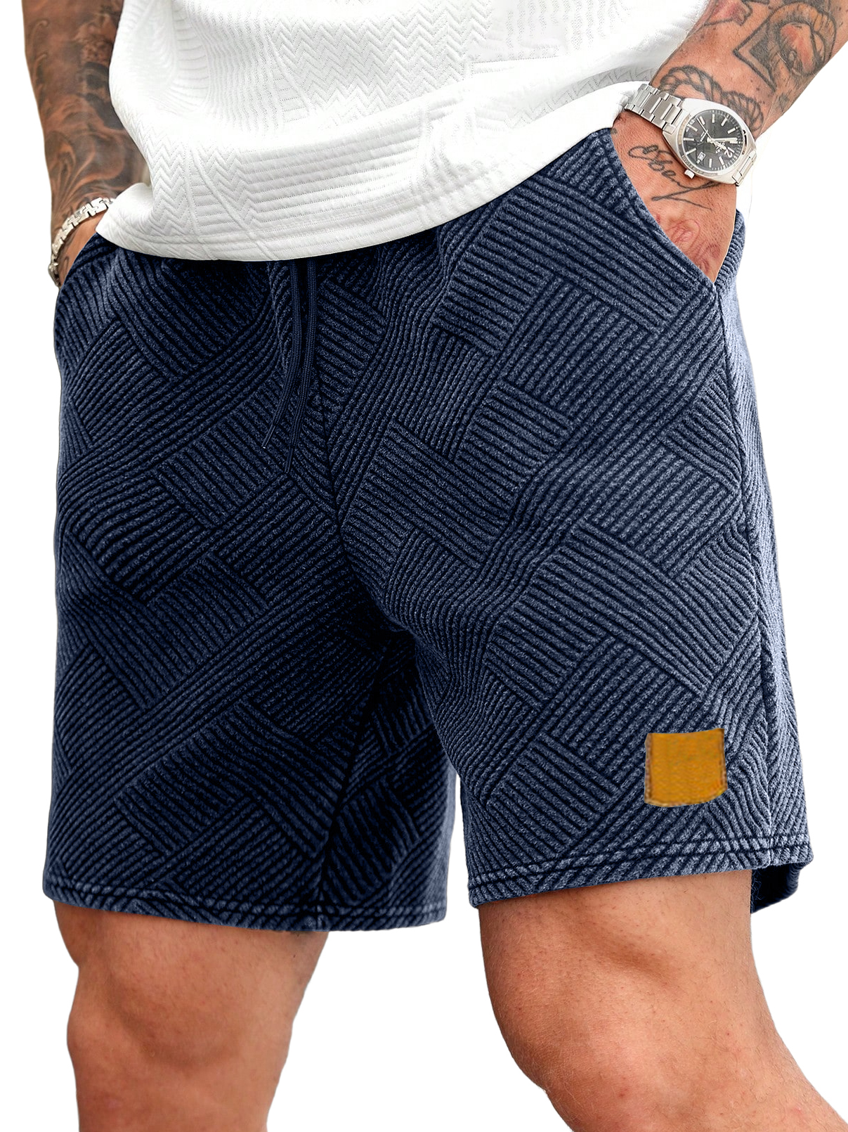 Men's Geometric Pattern Logo Texture Casual All-match Shorts