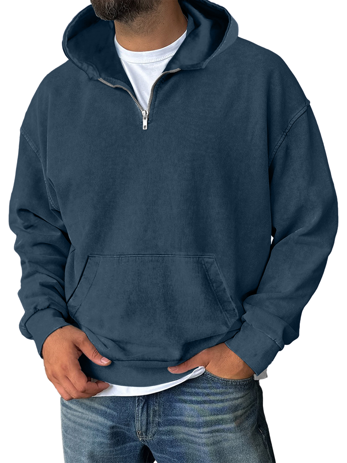 Men's Casual Zipper Pocket Hooded Sweatshirt
