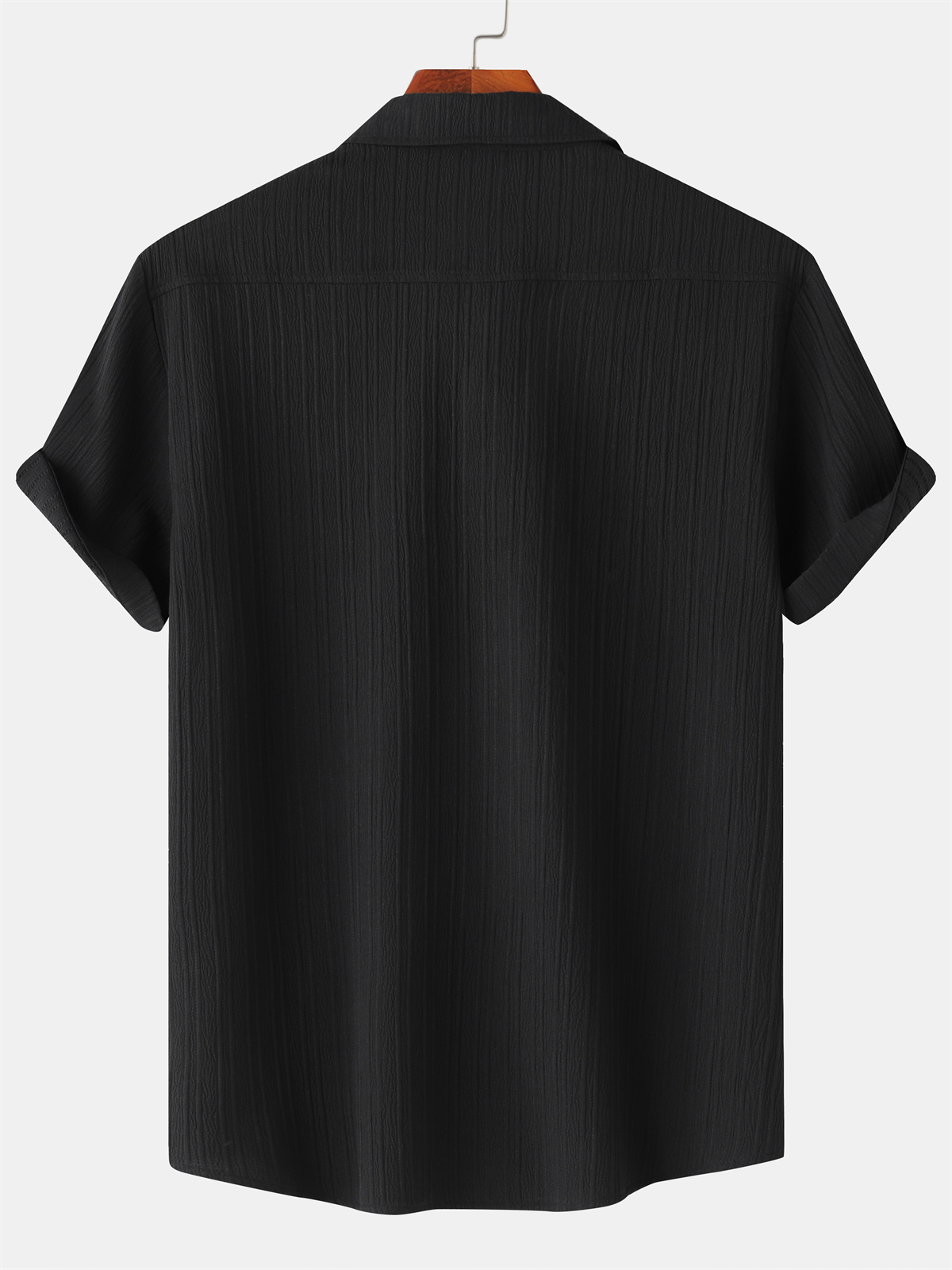 Men's Striped Texture Cotton And Linen Simple Casual Pocket Short-sleeved Shirt