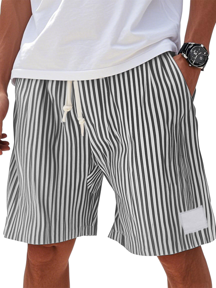 Mens Summer Stripe Logo Pocket Beach Casual Shorts