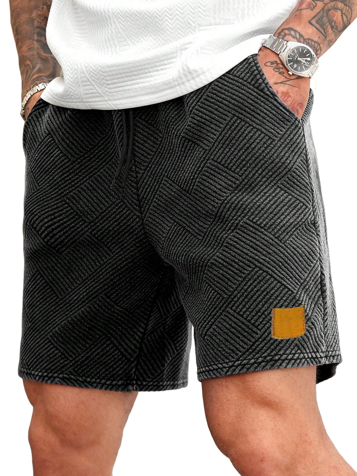 Men's Geometric Pattern Logo Texture Casual All-match Shorts