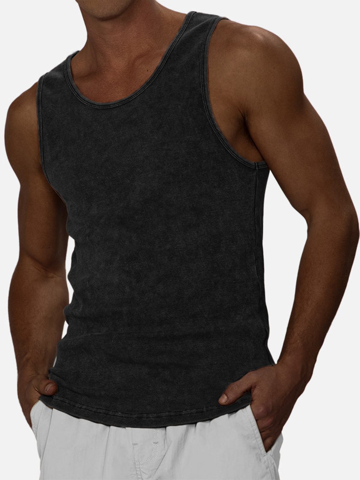 Men's Distressed Retro Casual Pullover Sleeveless T-Shirt Vest