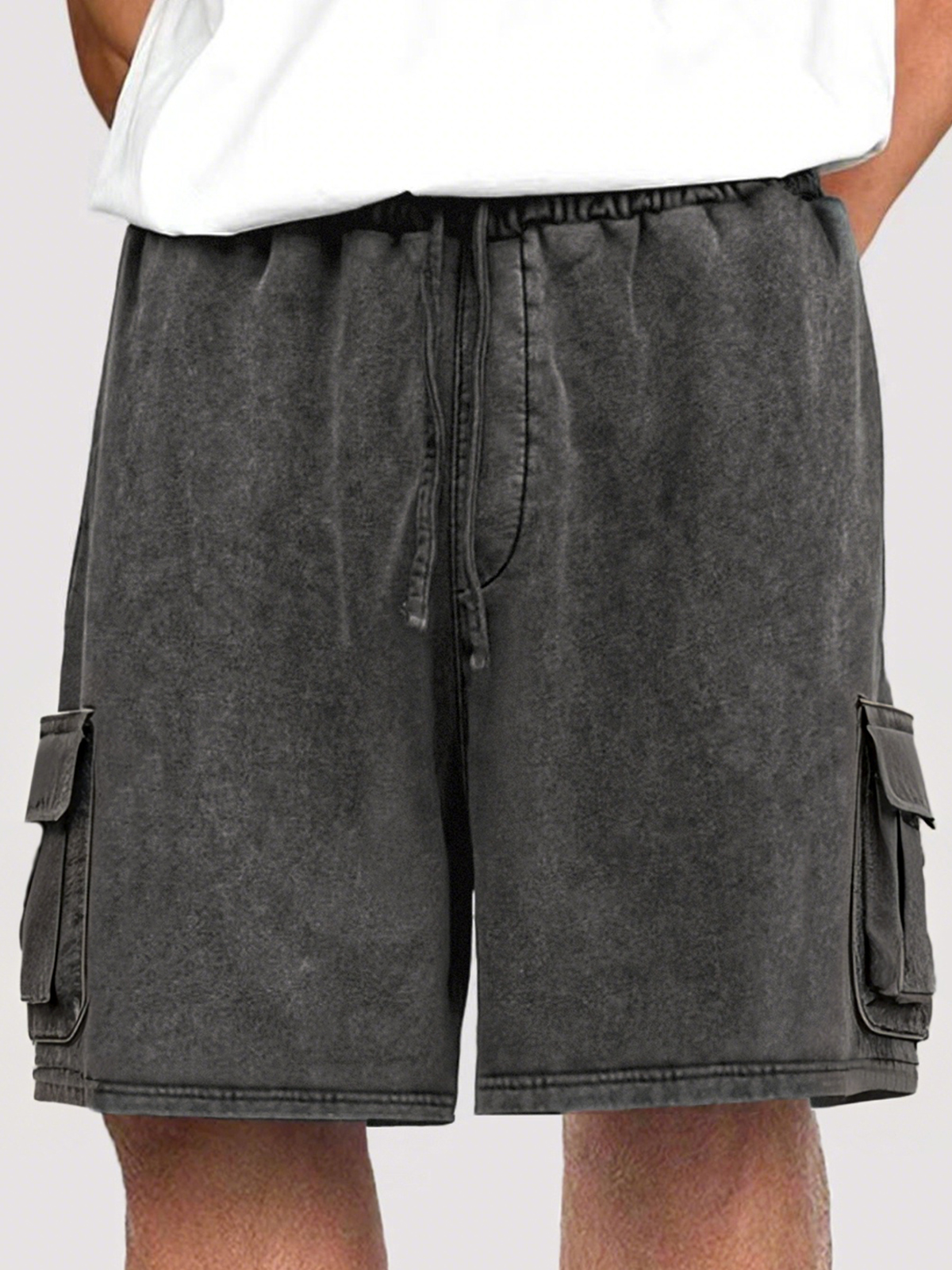Men's Dyed Stylish Cargo Shorts With Lace-up And Multiple Pockets Stretch Shorts