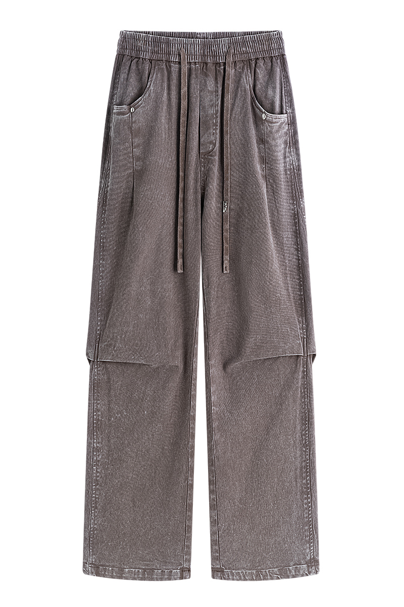 Men's 100% Cotton Washed Distressed Work Straight Leg Pants