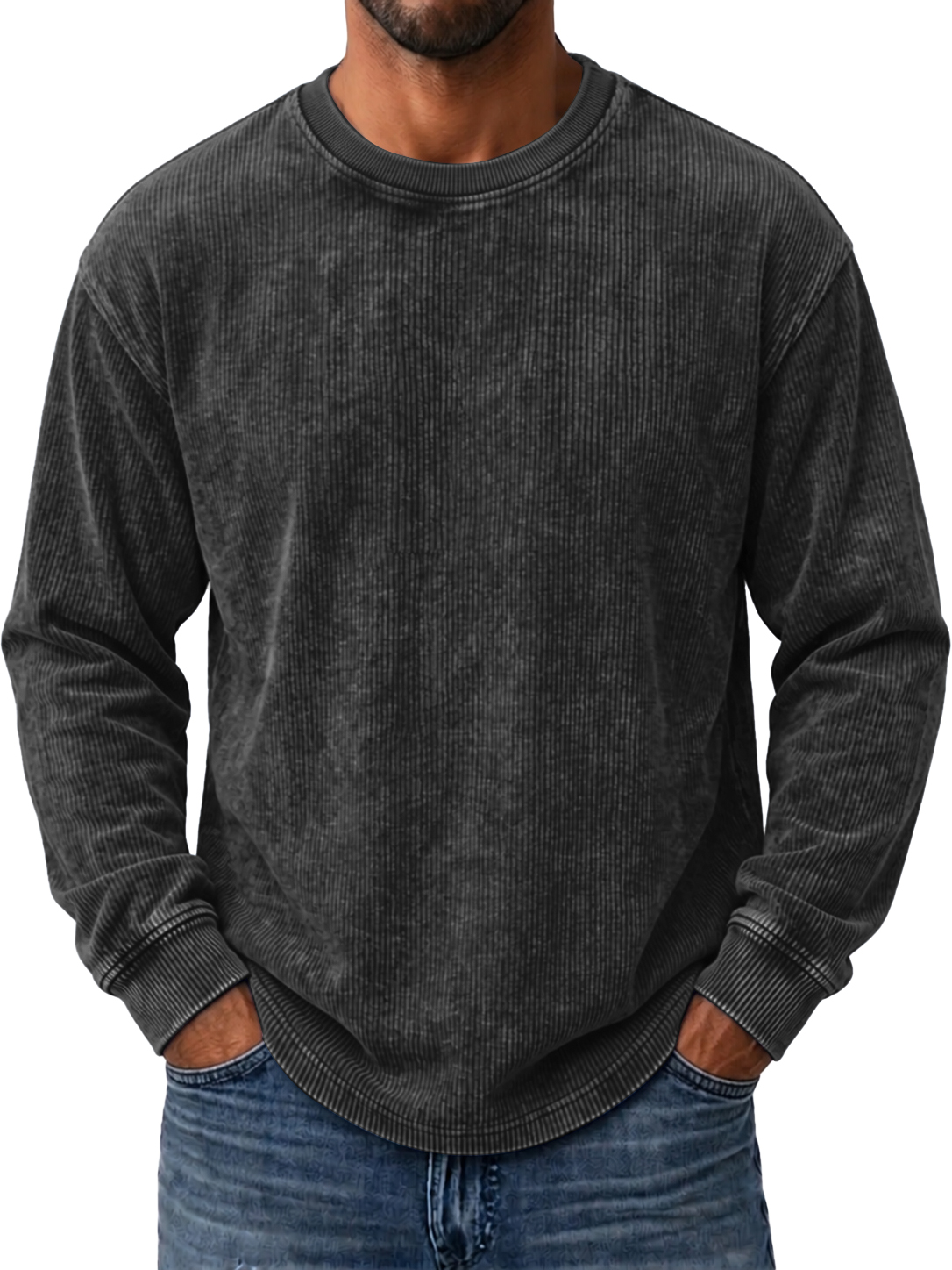 Men's Retro Corduroy Simple Casual Long-Sleeve T-Shirt