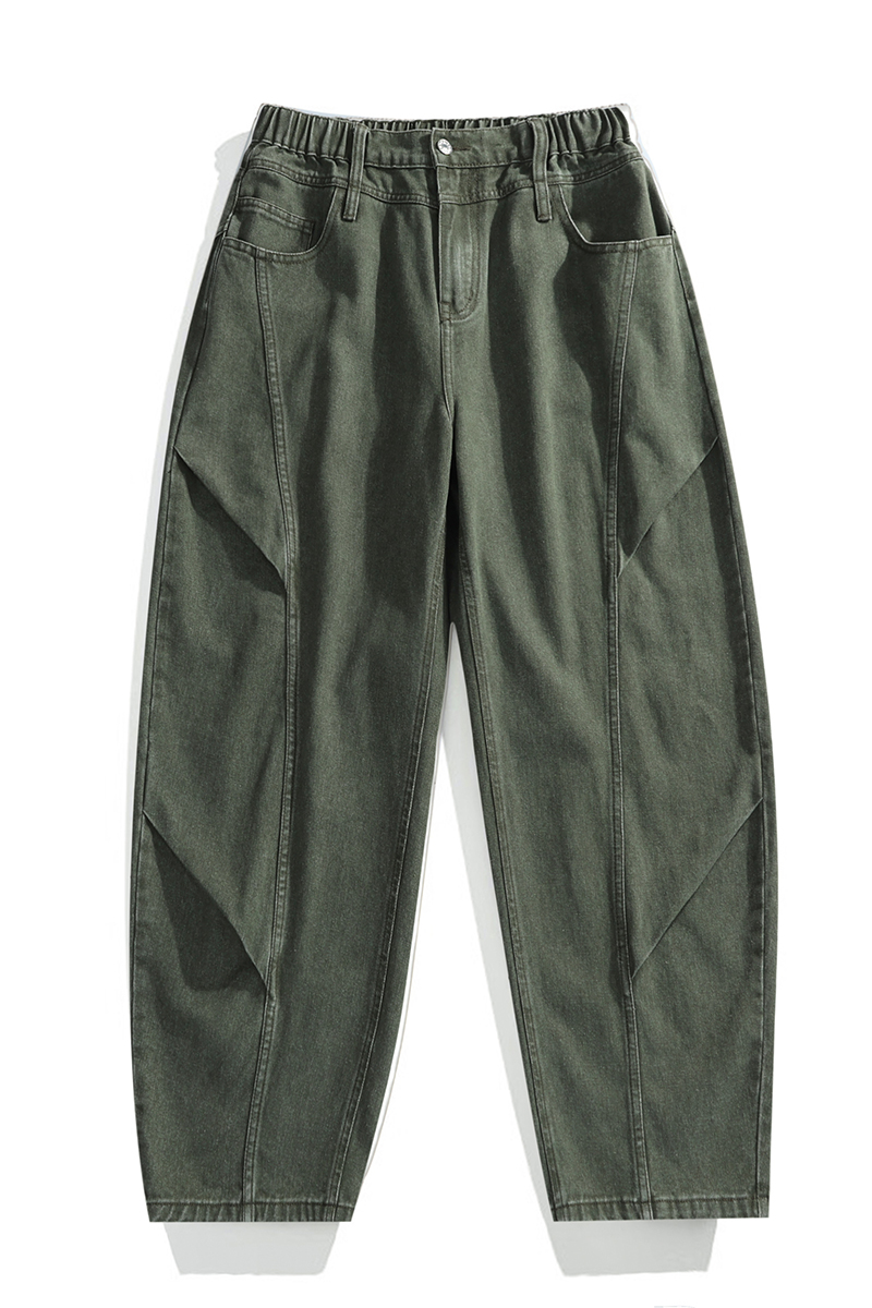 Men's Cotton Vintage-Washed Deconstructed Patchwork Curved-Leg Wide-Leg Jeans