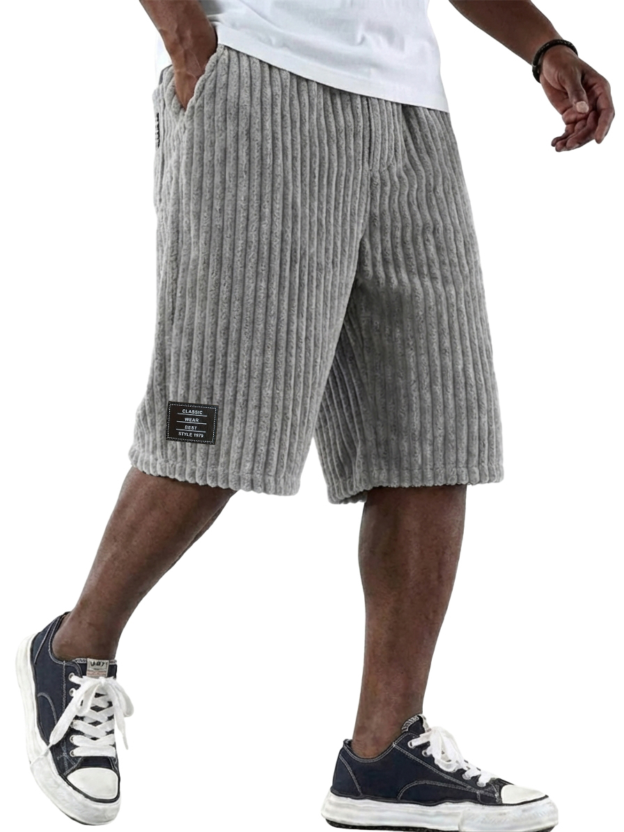 Men's Casual & Stylish Corduroy Multi-Pocket Shorts with Logo