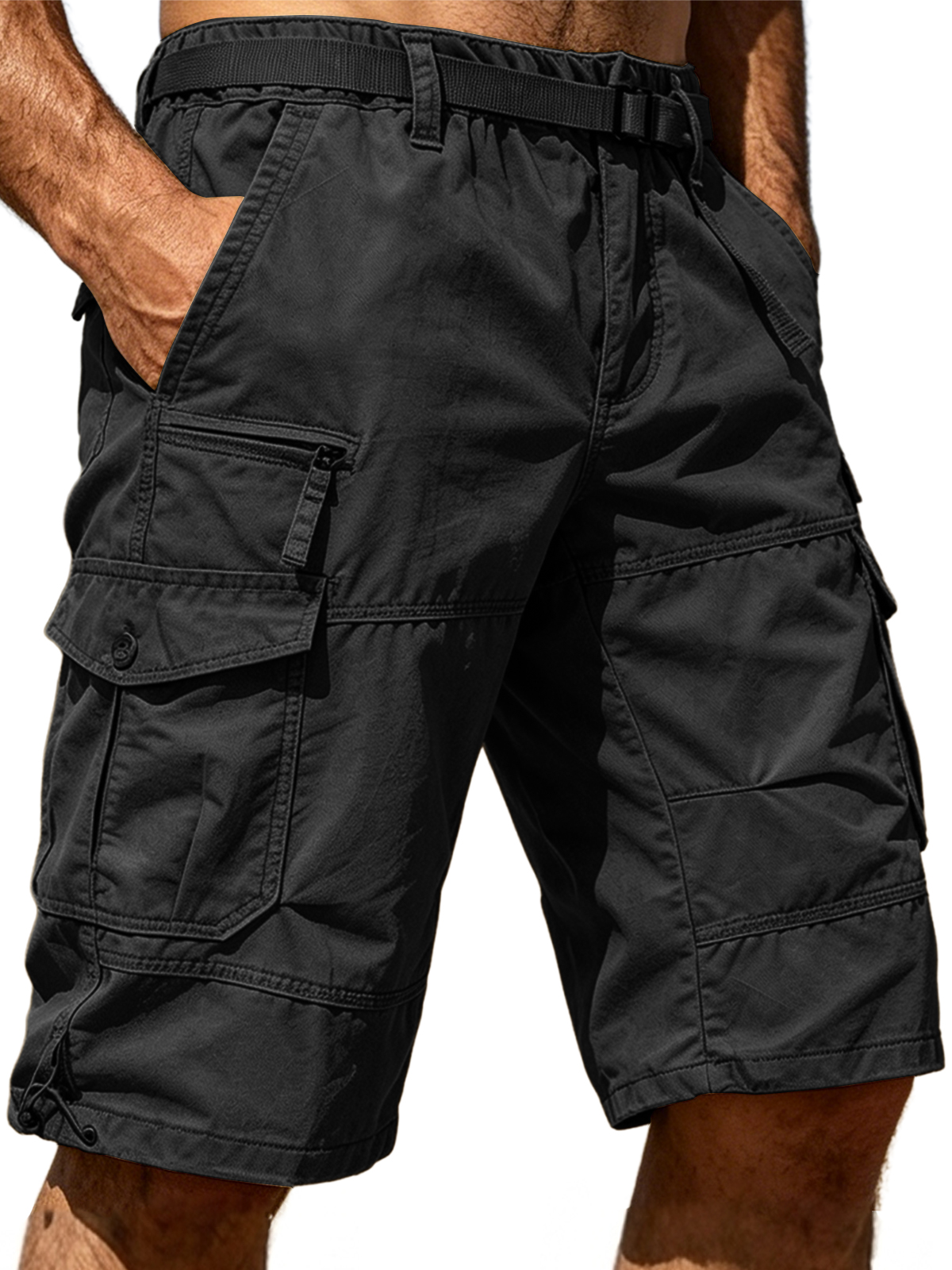 100% Cotton Multi-Pocket Cargo Shorts