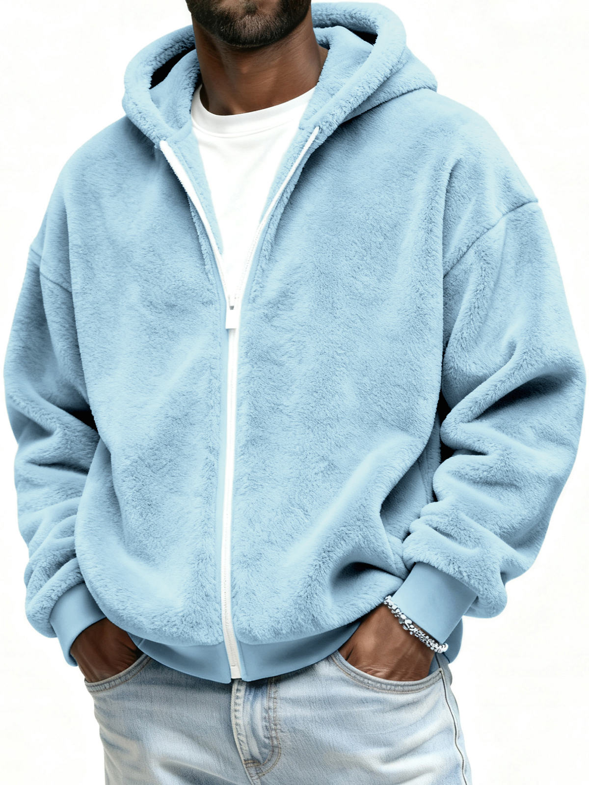 Double-faced Fleece Warm Jacket Loose Hooded Coat