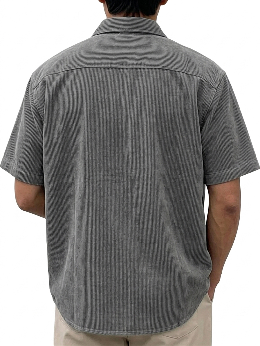 Men's Retro Corduroy Casual Short Sleeve Shirt