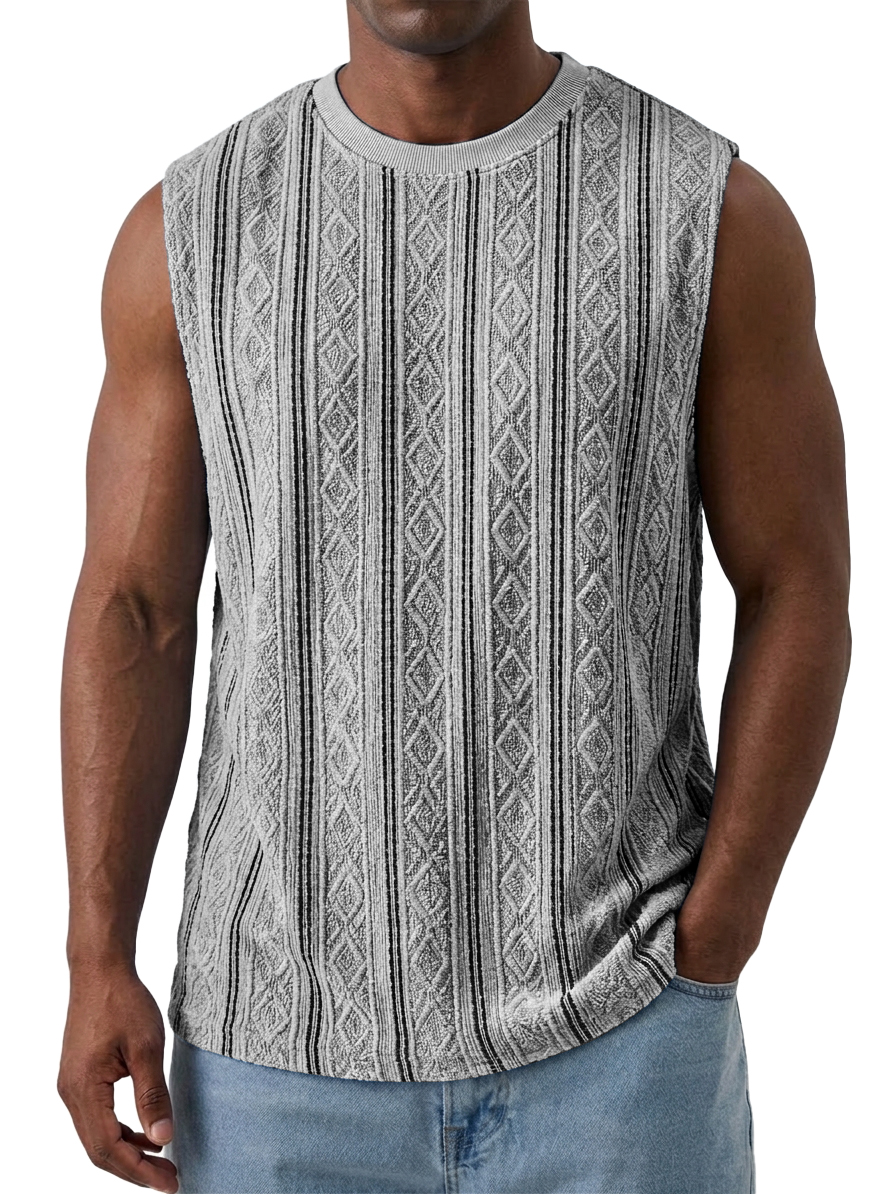 Men's Casual Textured Breathable Crew Neck Sleeveless Vest