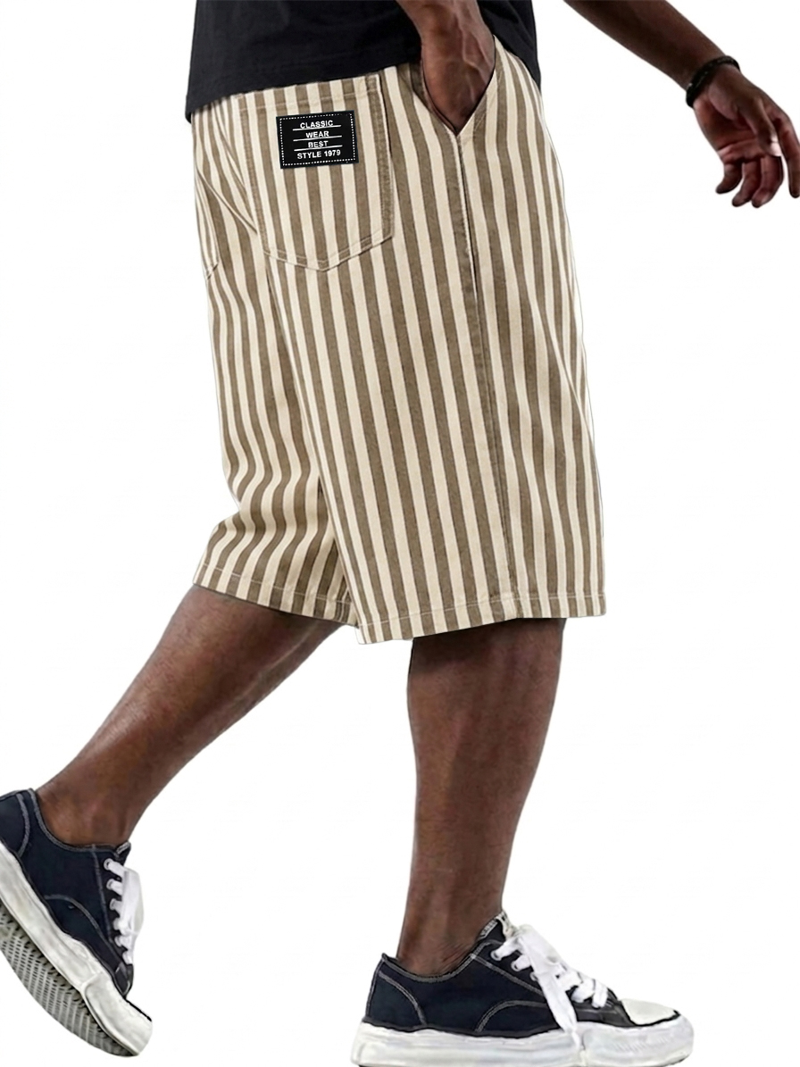Fashionable and Versatile Striped Basic Shorts