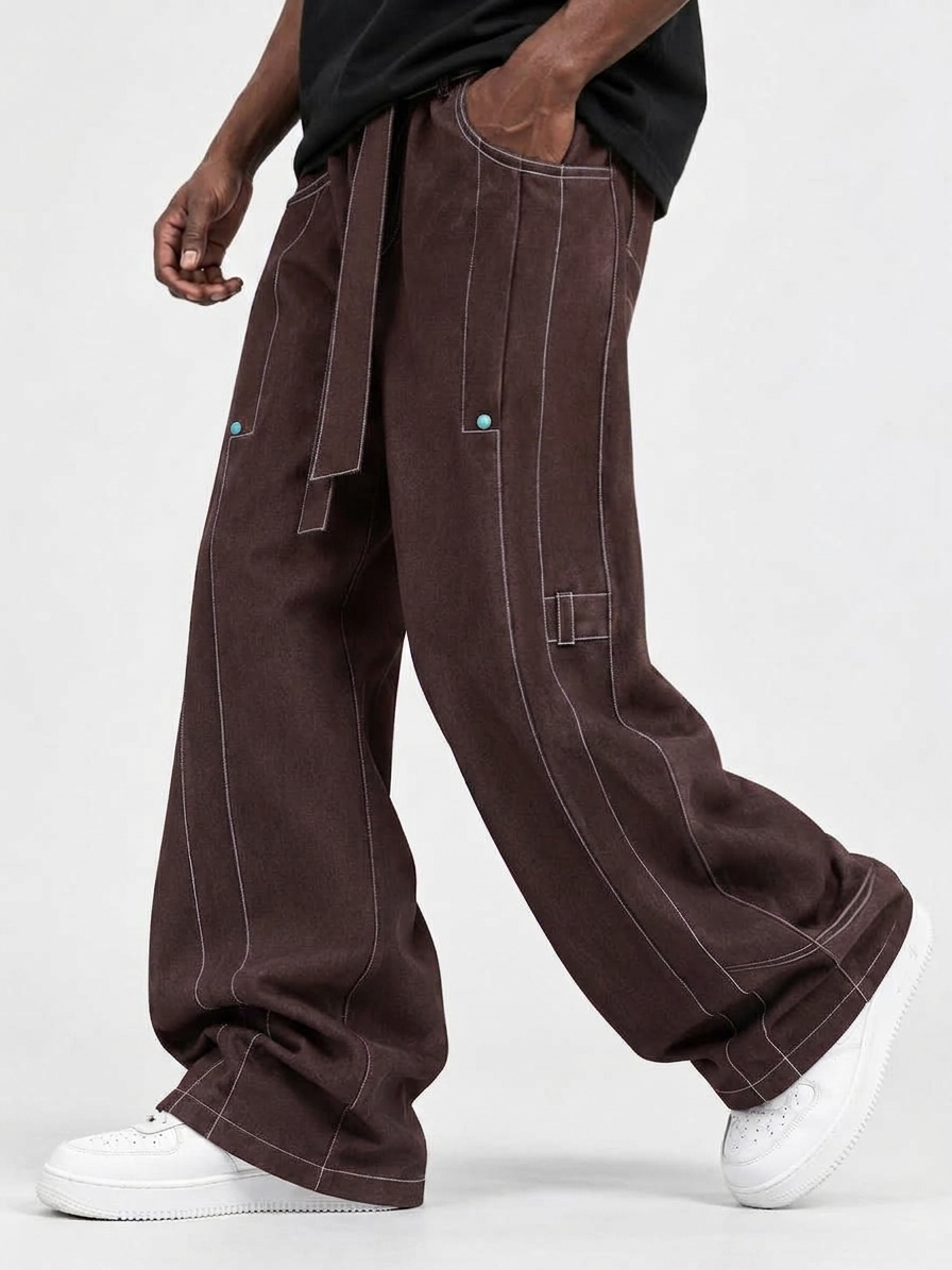 Men's Casual Pants with a Lazy Aesthetic and Line Lengthening Visuals