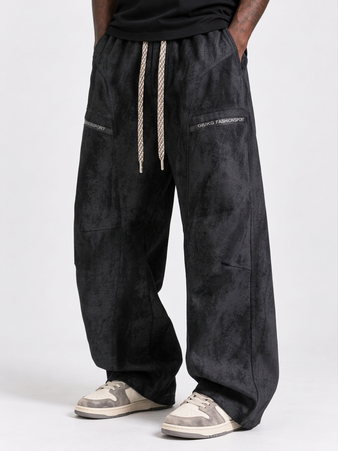 Men's 100% Cotton Tie-Dye Windbreaker Cargo Pants