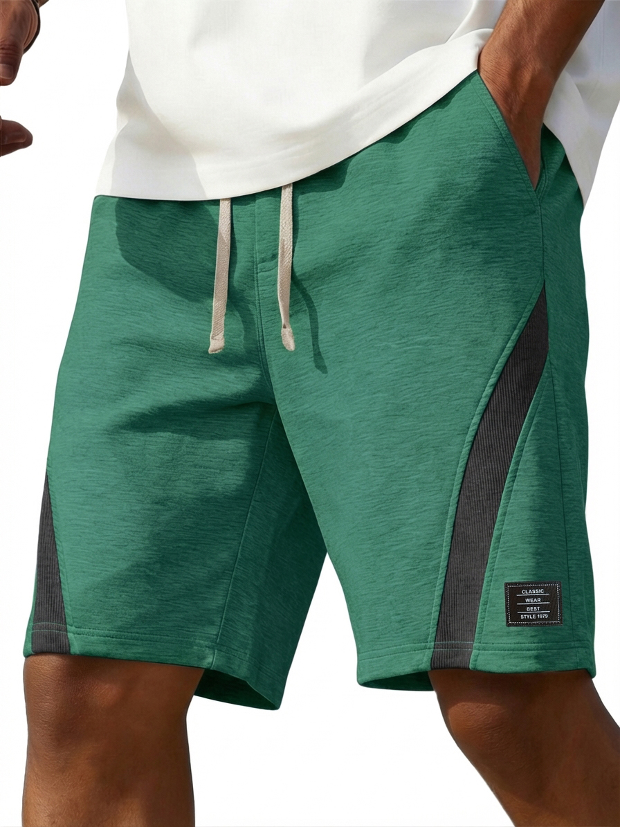 Men's Fashion Casual Deconstructed Design Color-Blocked Logo Shorts
