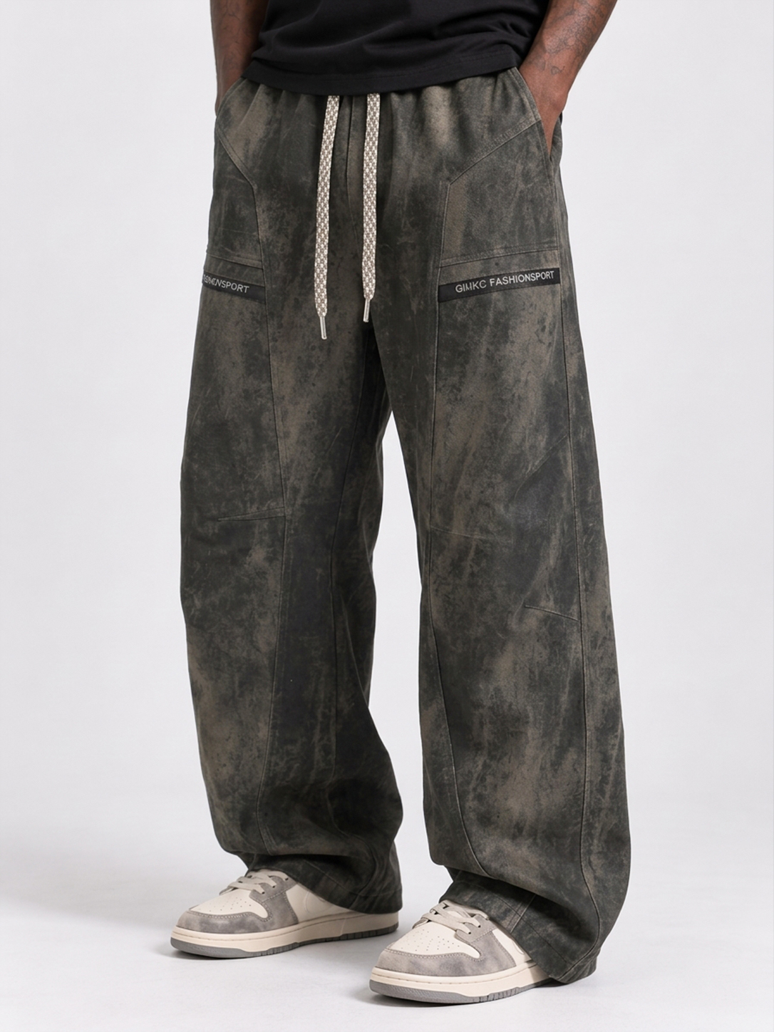 Men's 100% Cotton Tie-Dye Windbreaker Cargo Pants
