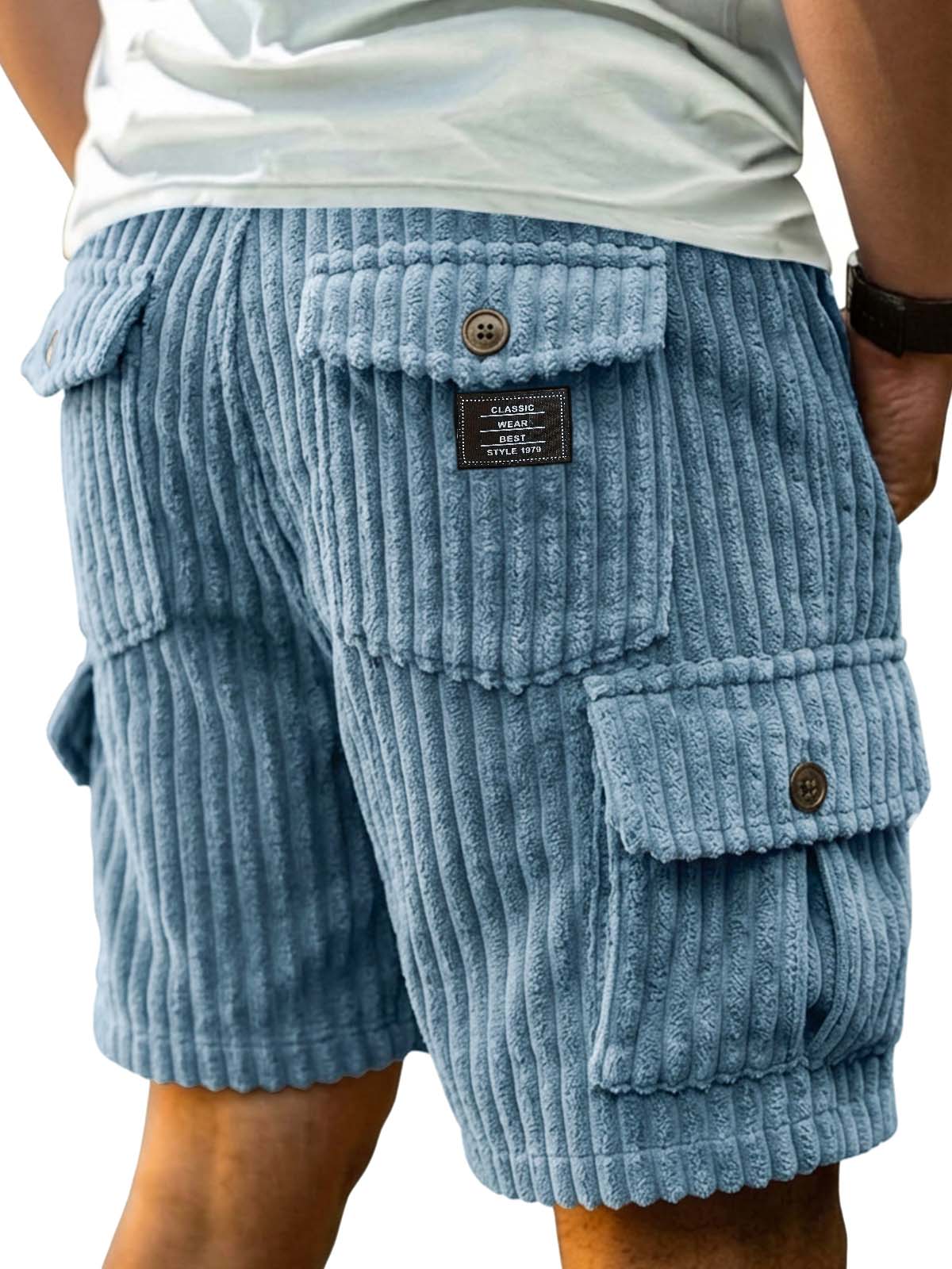 Men's Retro Corduroy Cargo Casual Shorts