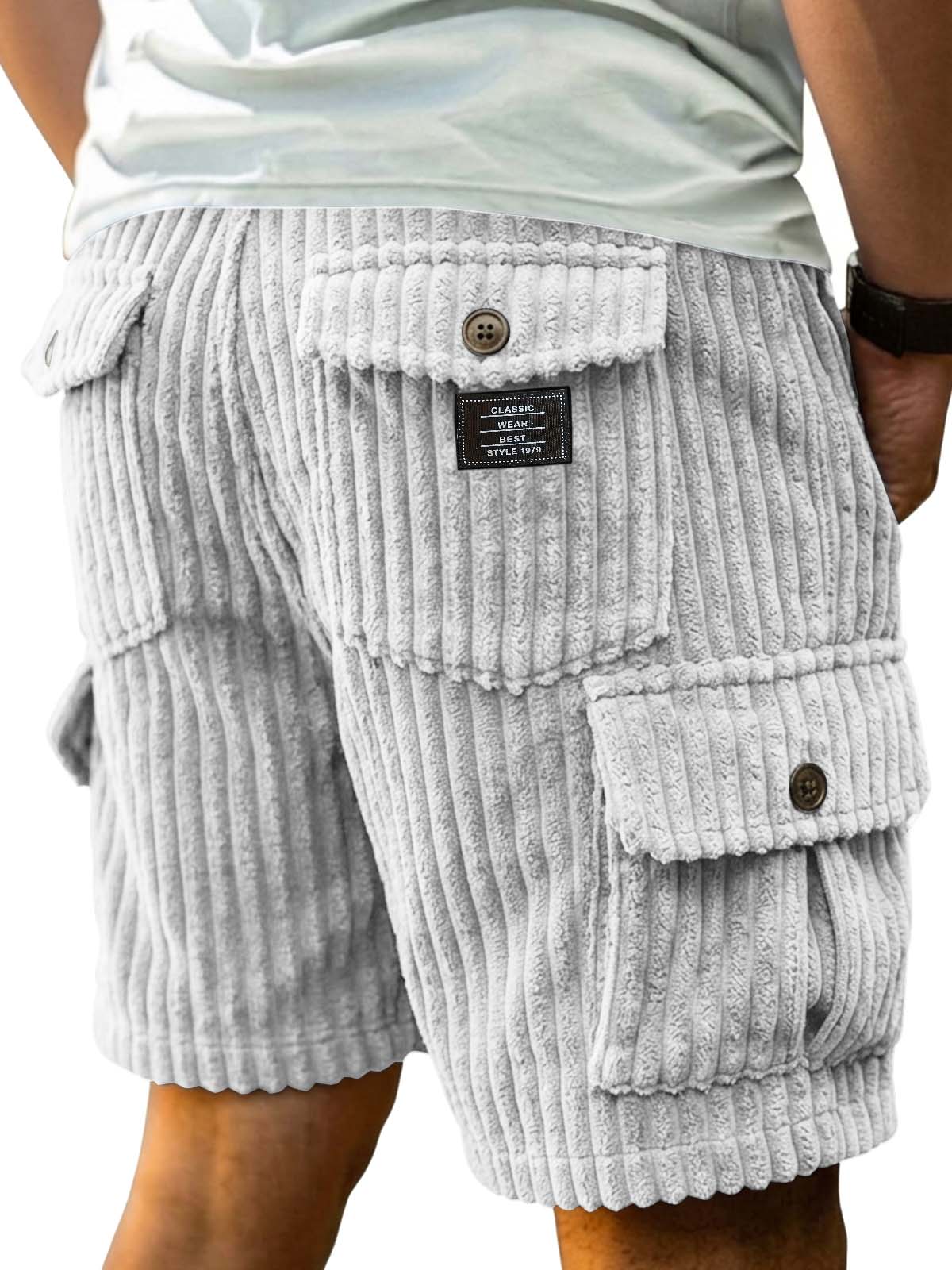 Men's Retro Corduroy Cargo Casual Shorts