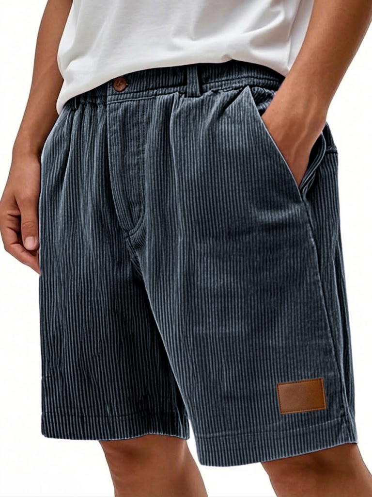 Men's Simple Ribbed Cargo Casual Shorts