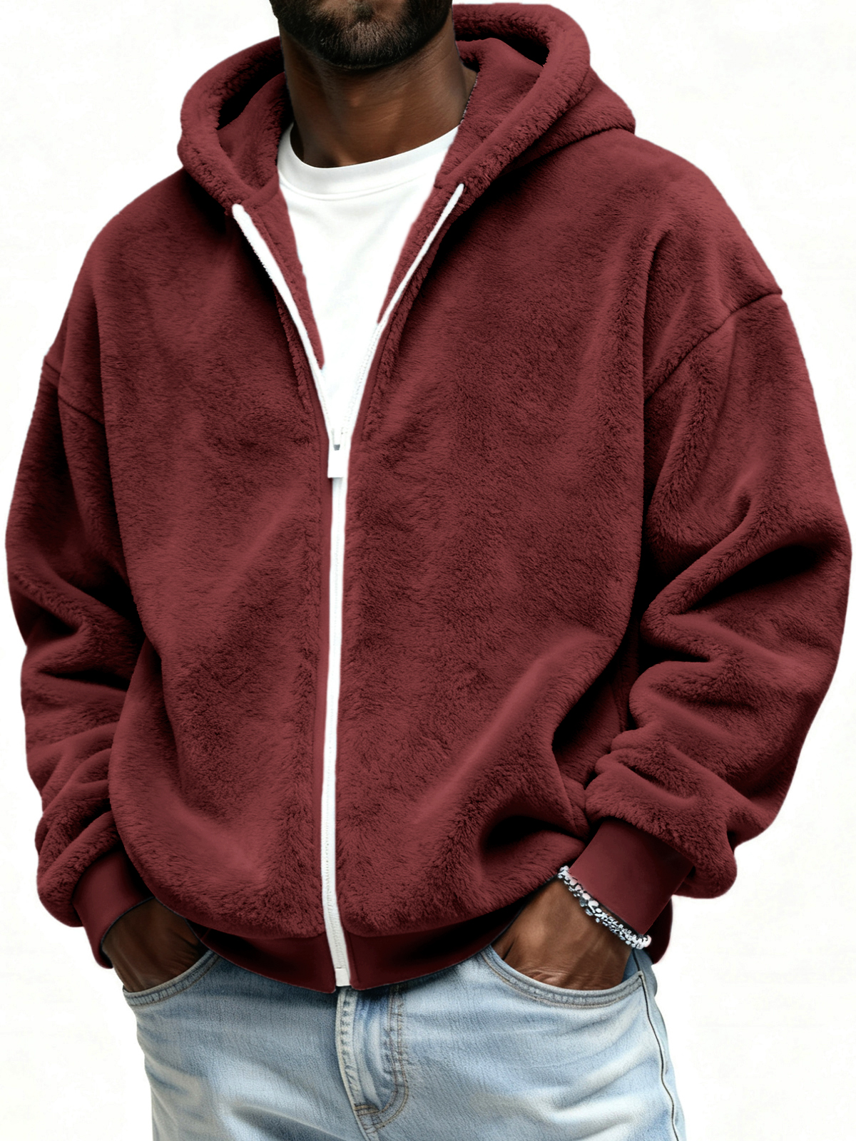 Double-faced Fleece Warm Jacket Loose Hooded Coat