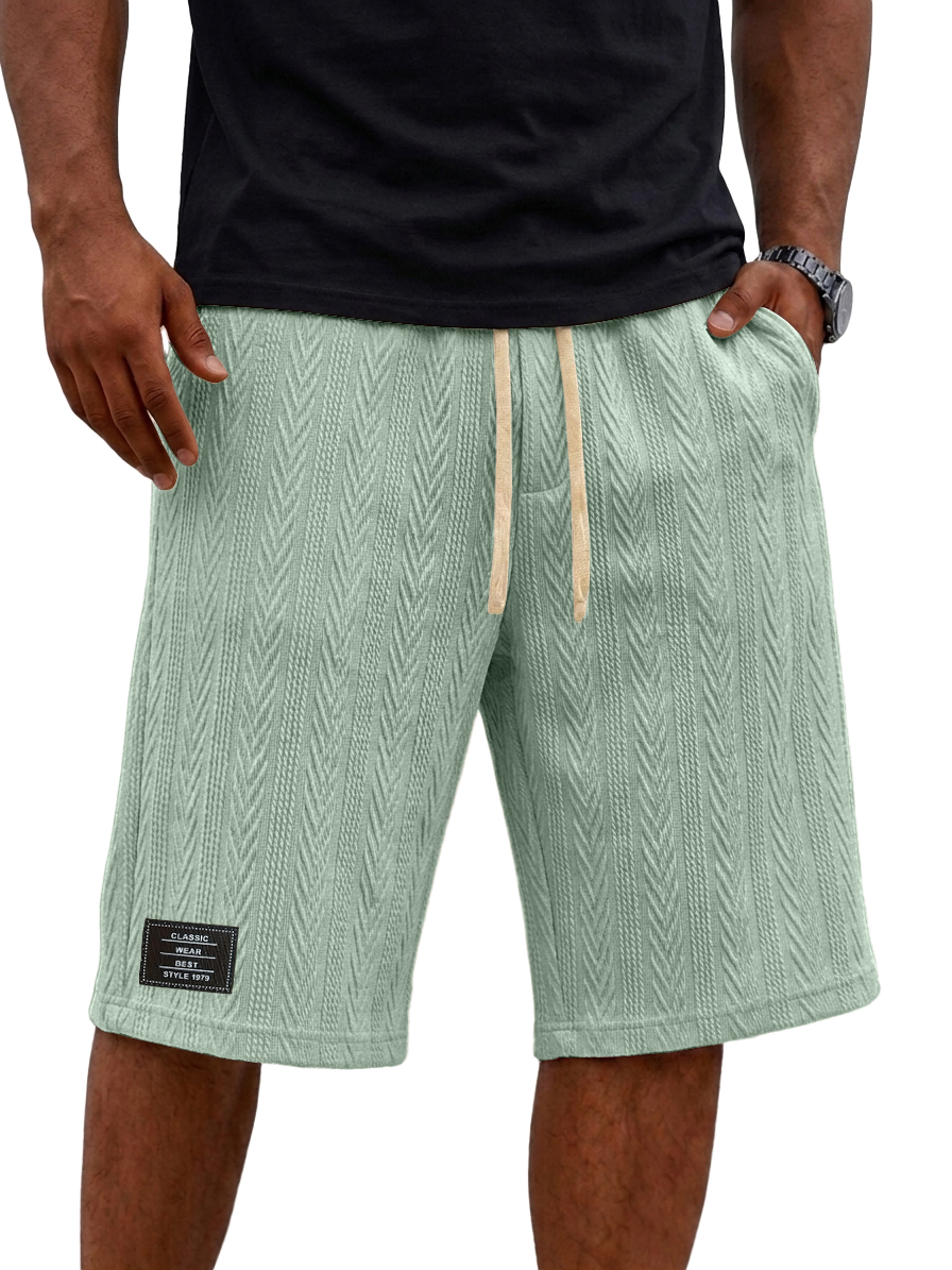 Men's Jacquard Striped Embroidered Logo Casual Shorts