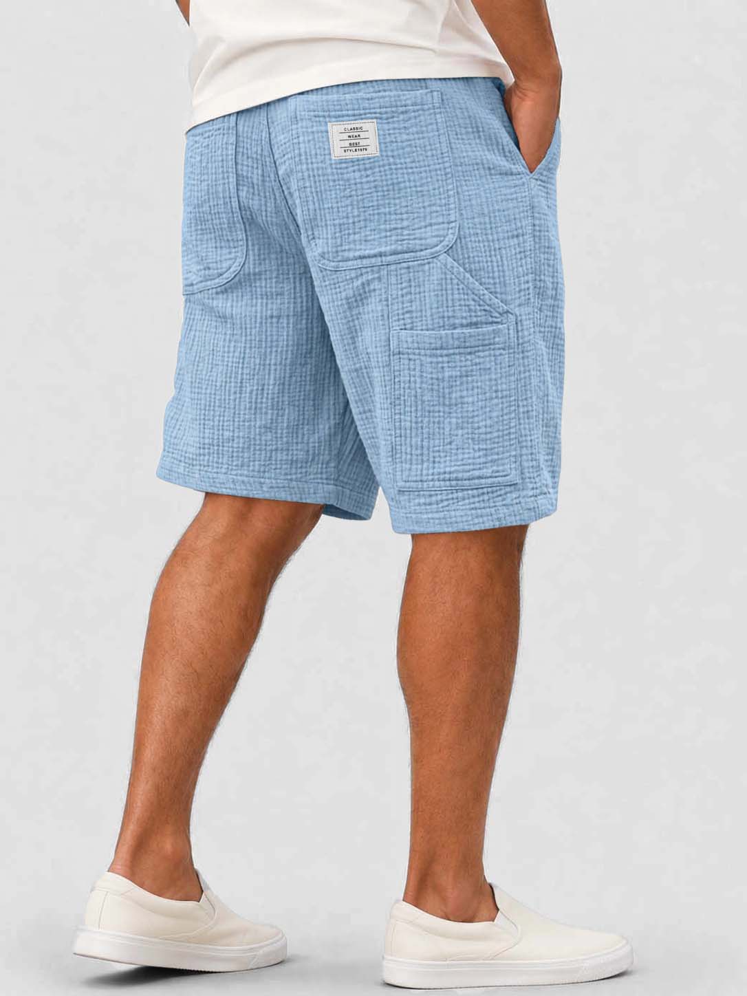 100% Cotton Textured Multi Pocket Utility Shorts