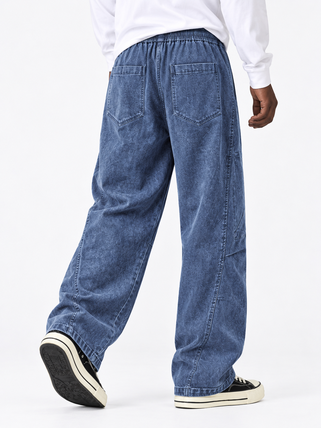 Men's 100% Cotton Washed Distressed Work Straight Leg Pants