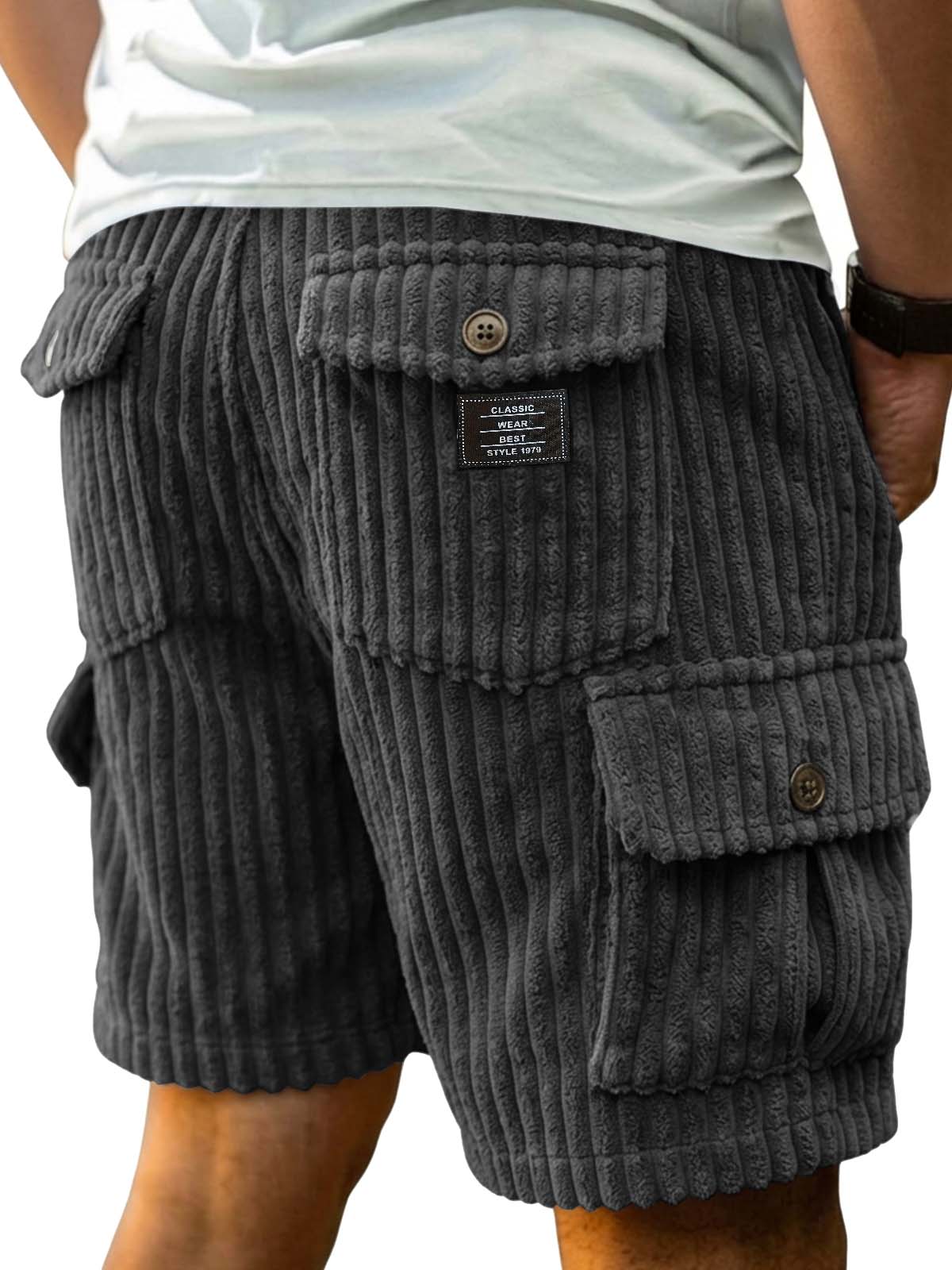 Men's Retro Corduroy Cargo Casual Shorts