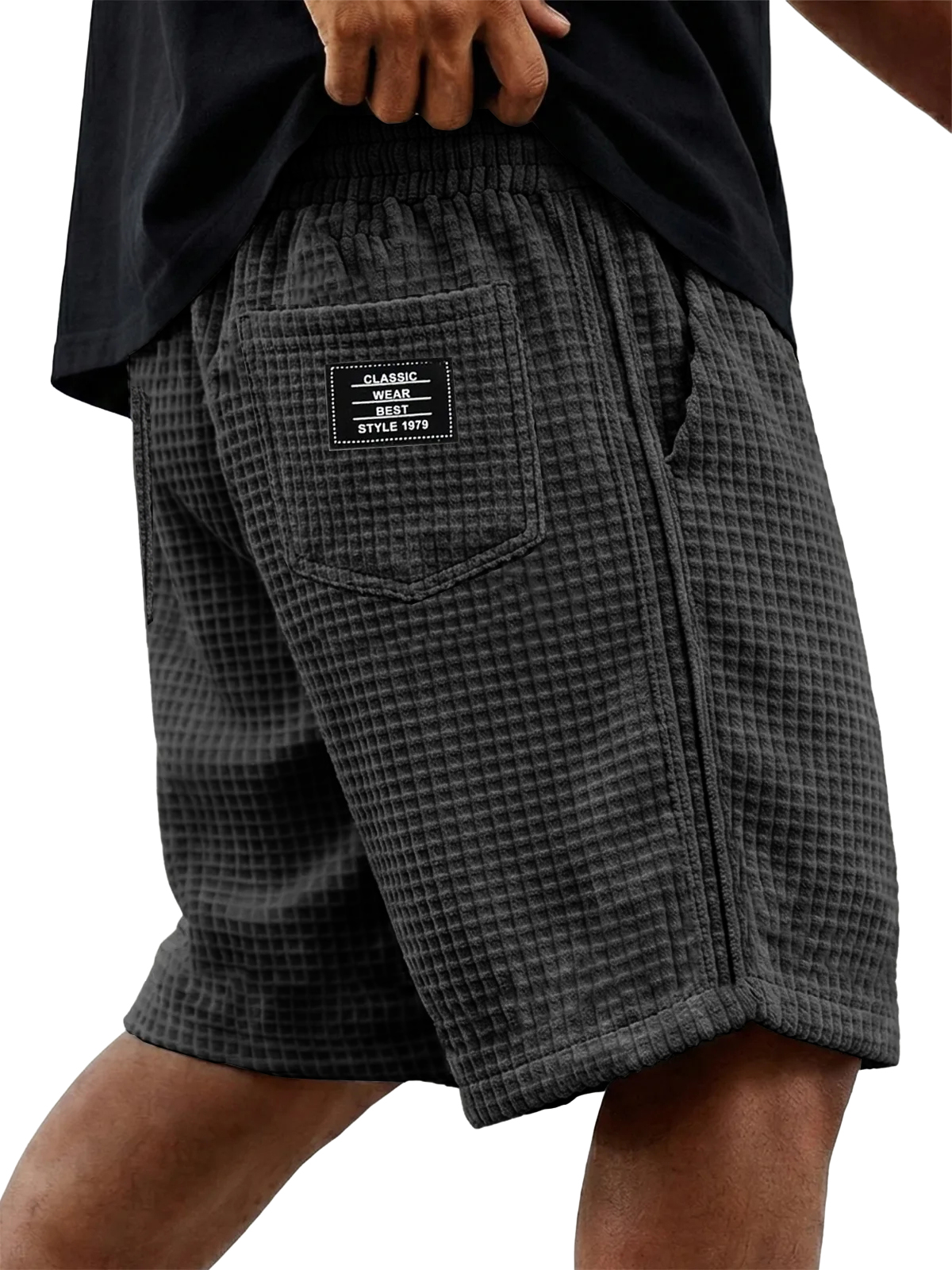 Men's Basic Casual Comfortable Waffle Knit Multi Pocket Shorts