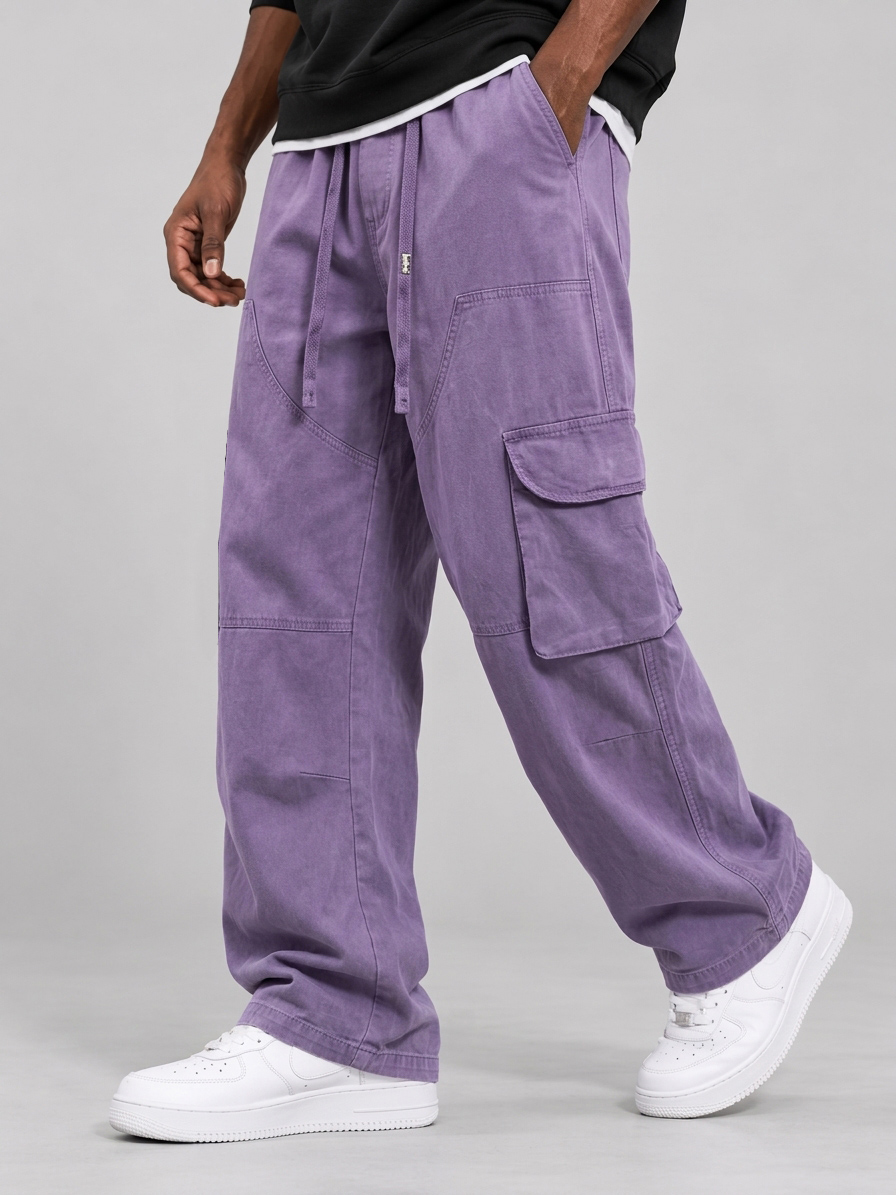 Men's 100% Cotton Washed and Distressed Autumn Cargo Pants