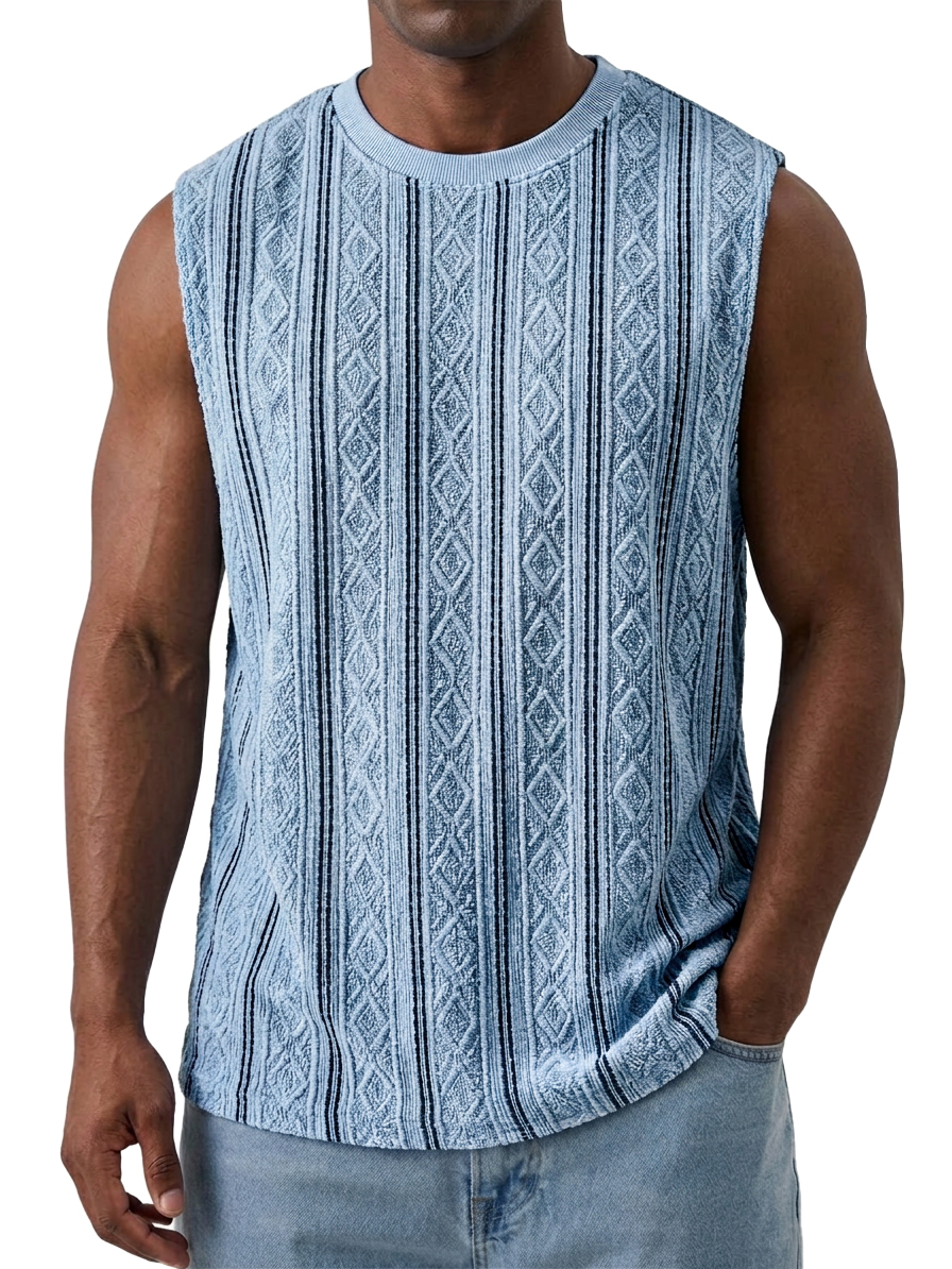 Men's Casual Textured Breathable Crew Neck Sleeveless Vest