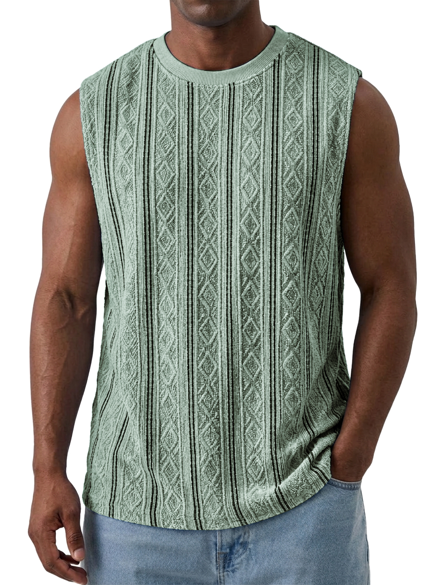 Men's Casual Textured Breathable Crew Neck Sleeveless Vest