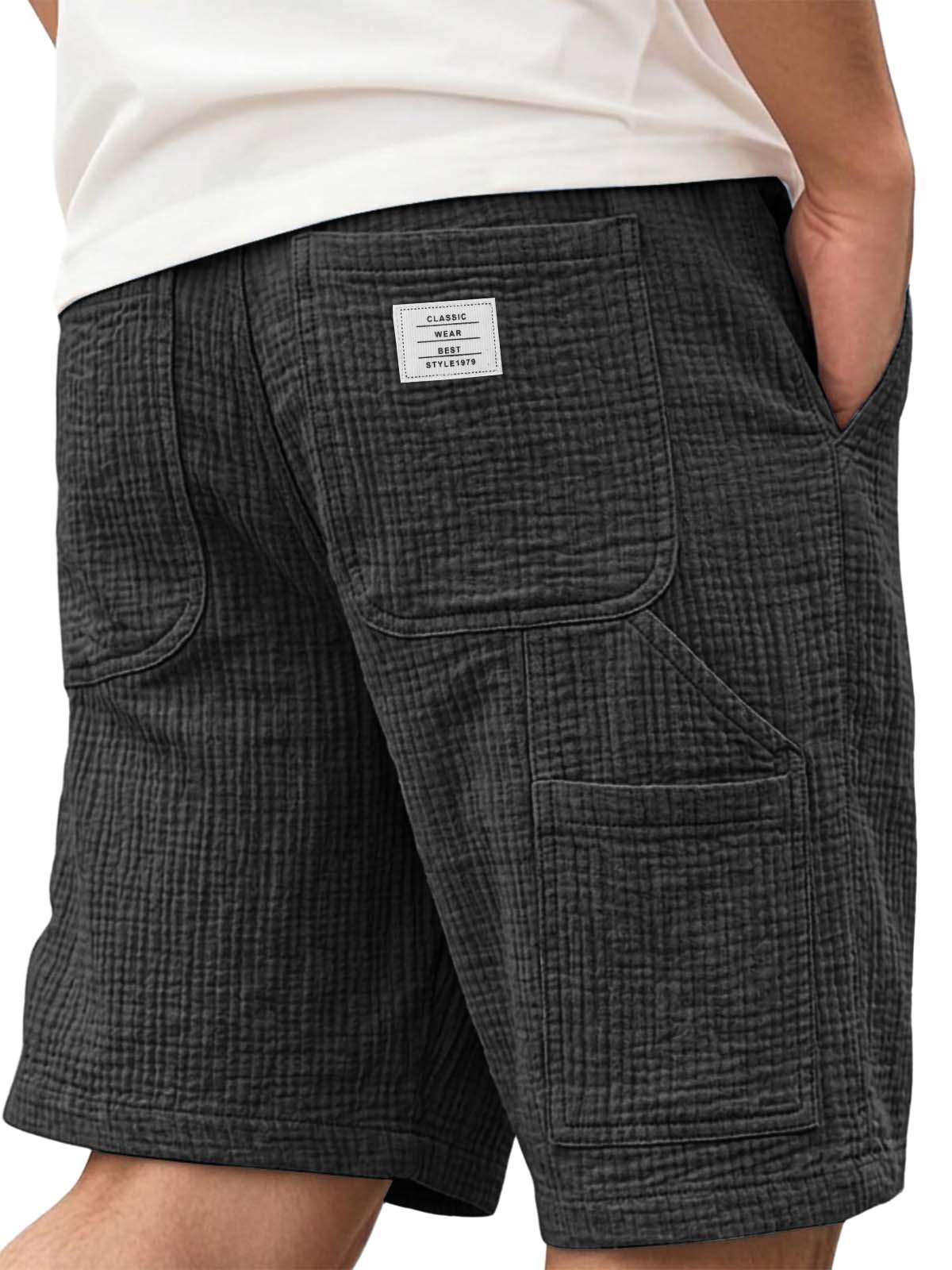 100% Cotton Textured Multi Pocket Utility Shorts
