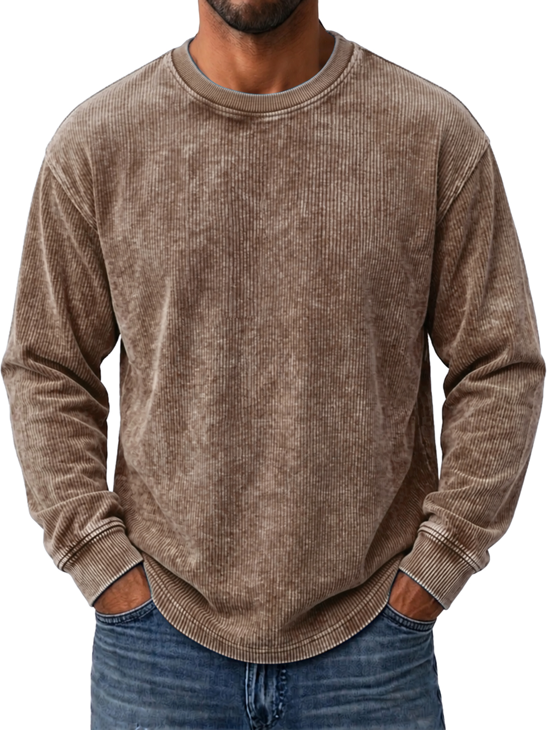 Men's Retro Corduroy Simple Casual Long-Sleeve T-Shirt