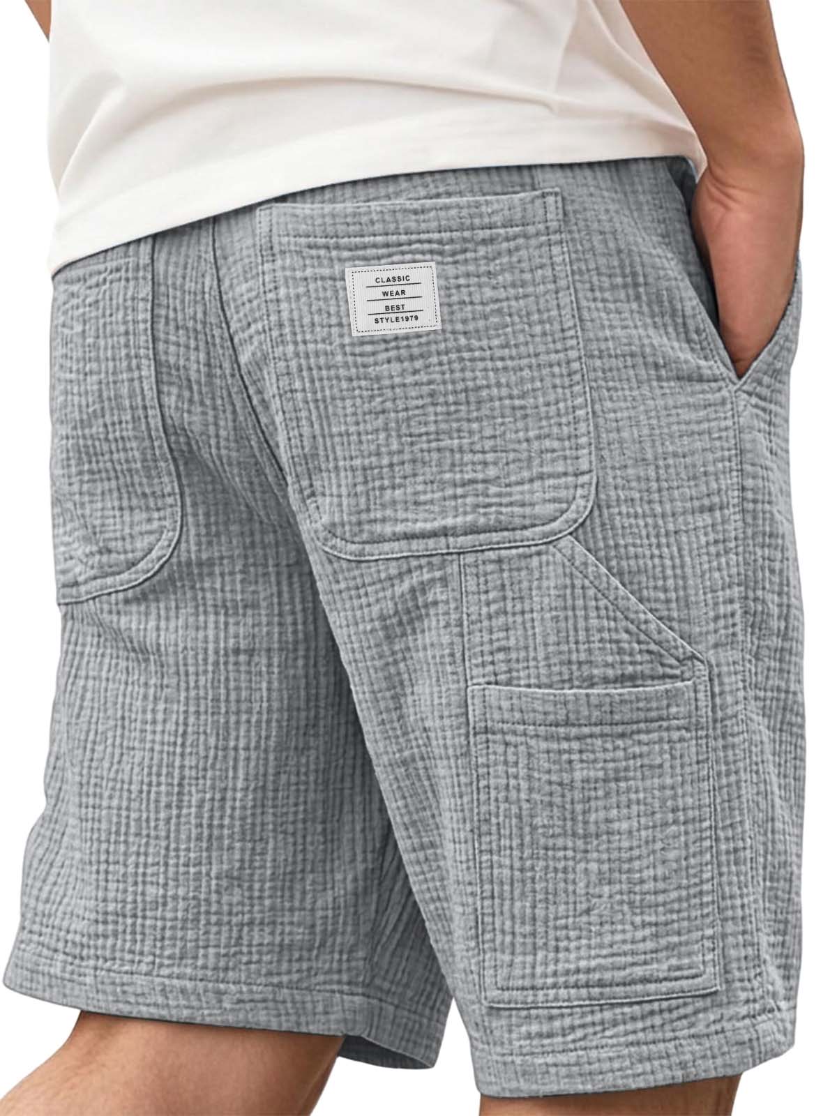 100% Cotton Textured Multi Pocket Utility Shorts