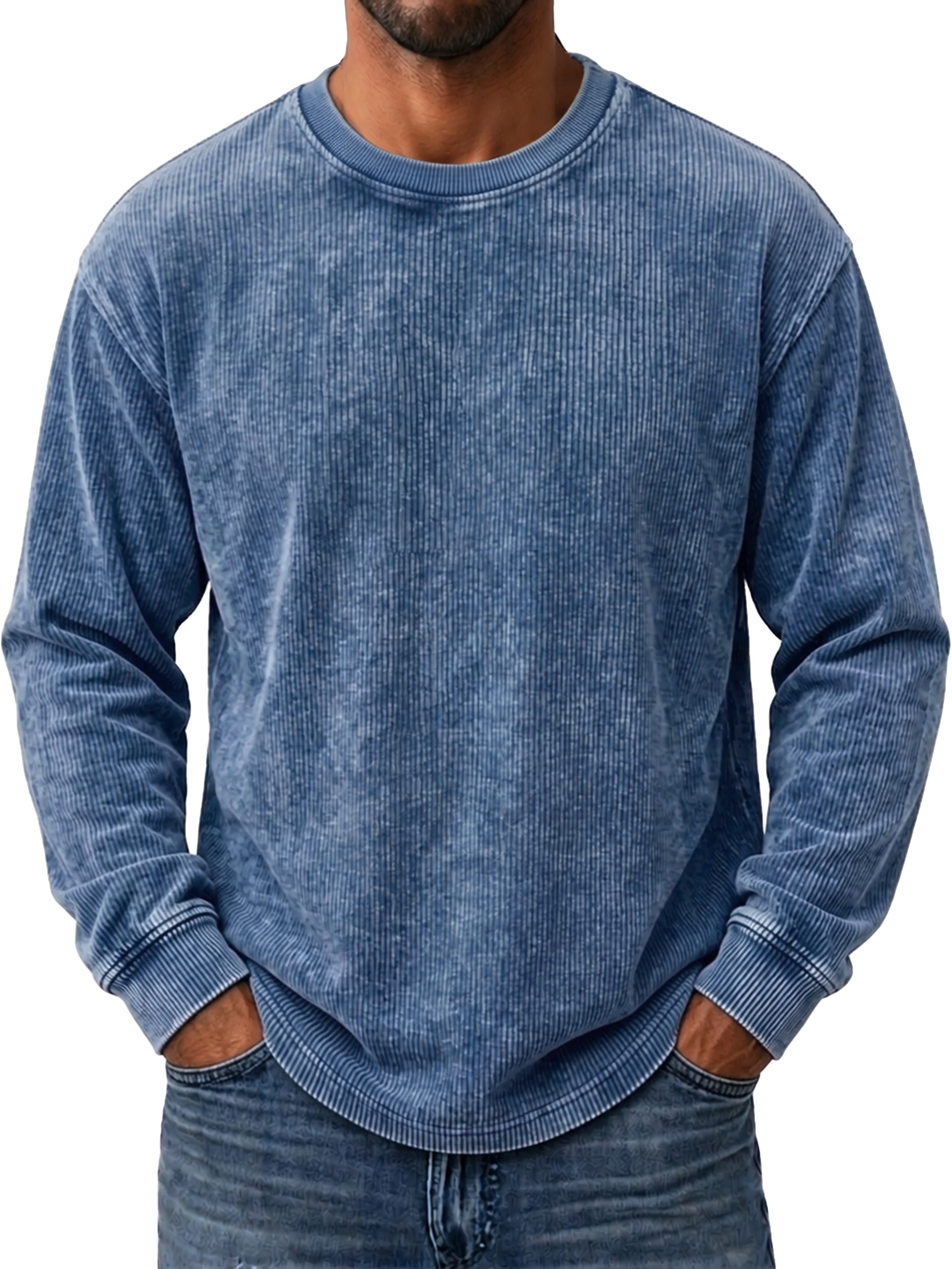 Men's Retro Corduroy Simple Casual Long-Sleeve T-Shirt